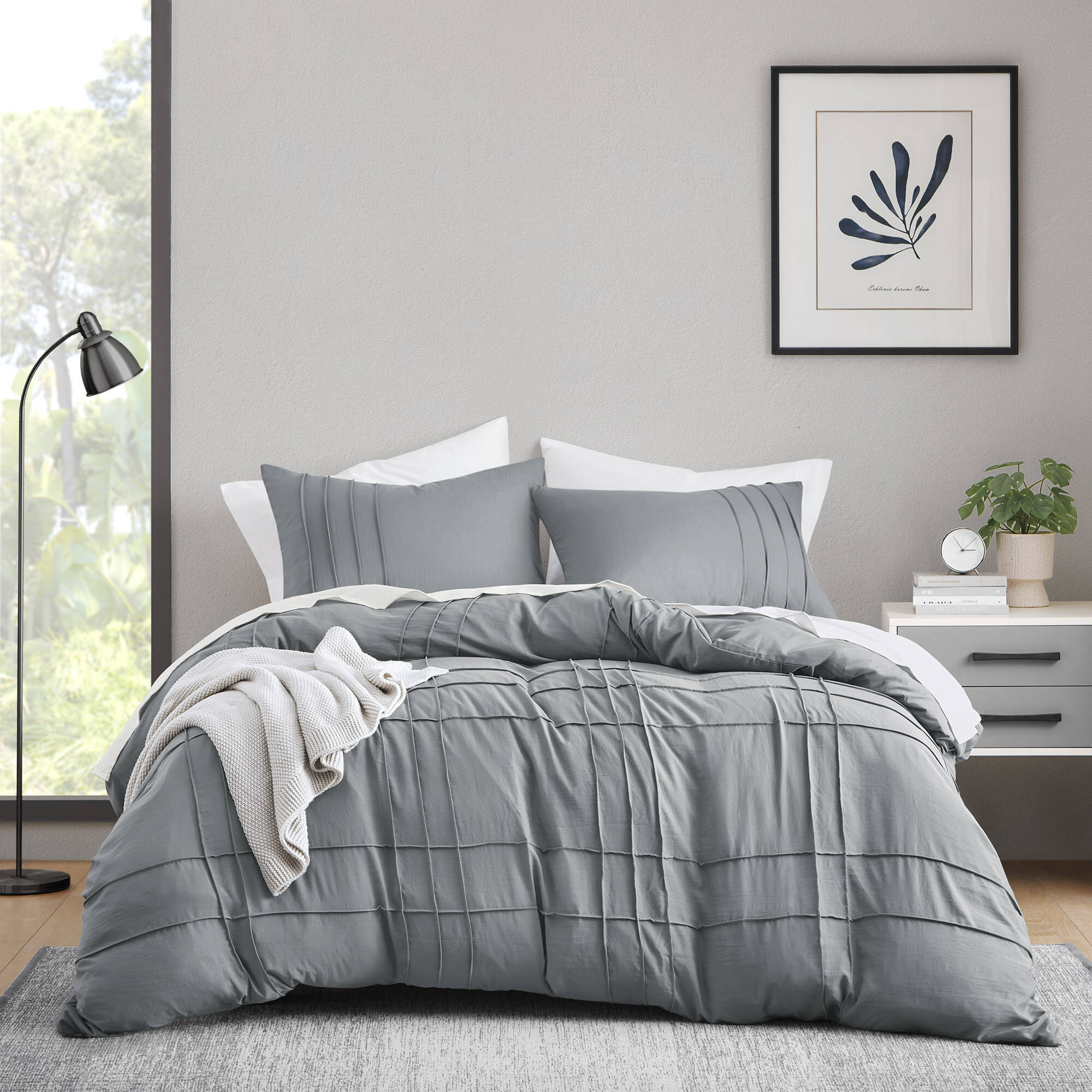 510 Design LWSDS0341000834174 Blue/Grey Solid Queen Duvet cover Microfiber