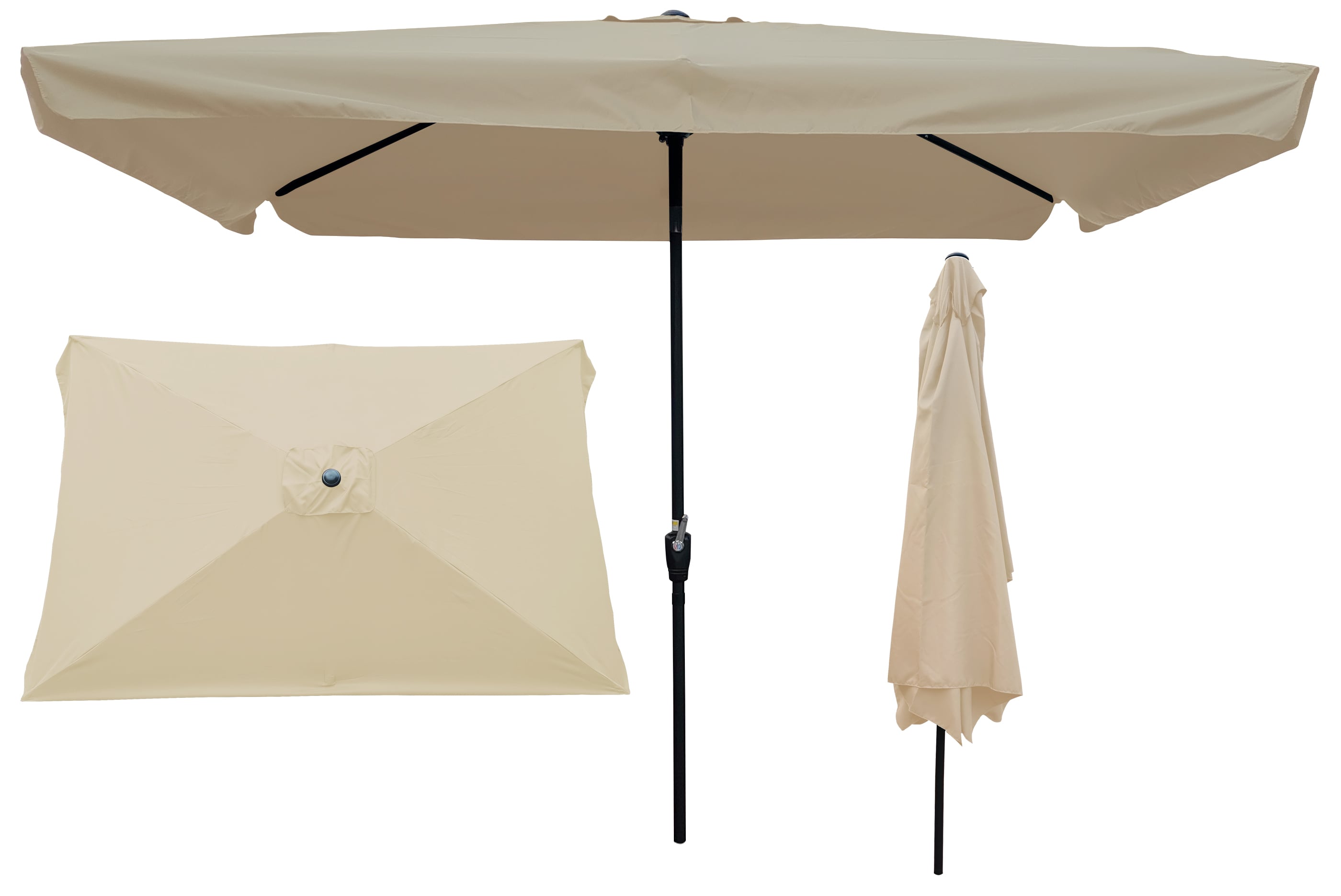 Mondawe WF-WS939 10-ft Steel Tan Push-button Tilt Market Patio Umbrella