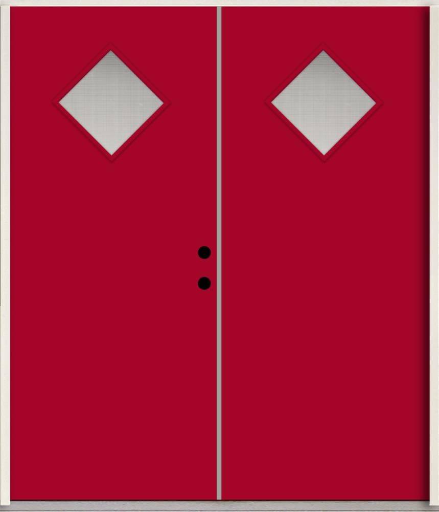 RELIABILT LO1067532 Spotlights 72-in x 80-in x Fiberglass 1/4 lite Left-hand inswing Cut Ruby Paint Painted Prehung Double Front Door Insulating core