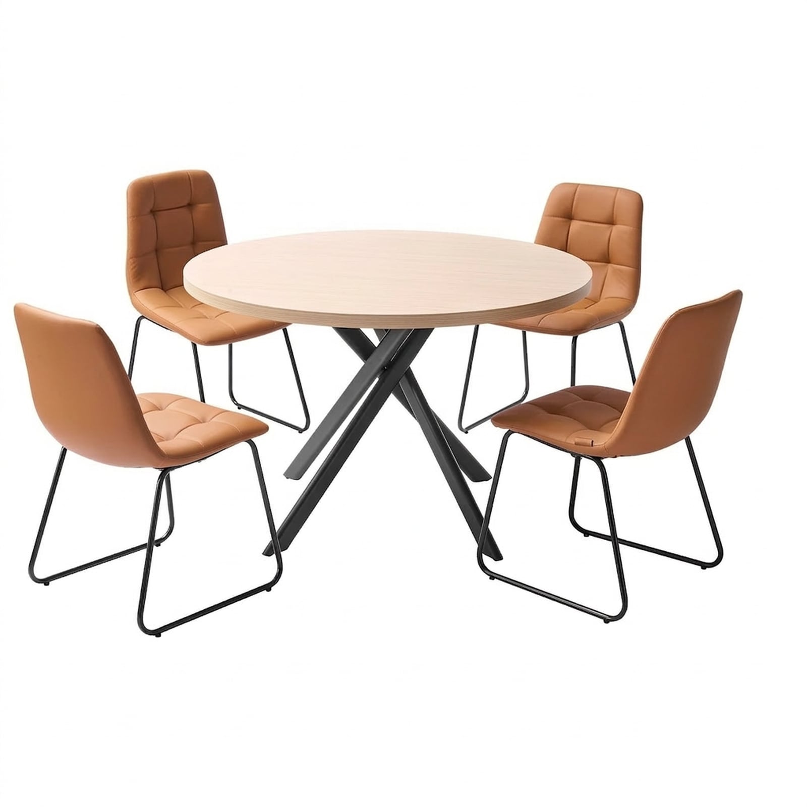GIVIMO 5-pc Dining Table Set Space-Saving Round Kitchen Table with 4 Upholstered Chairs for Small Dining Room Apartment Breakfast Nook