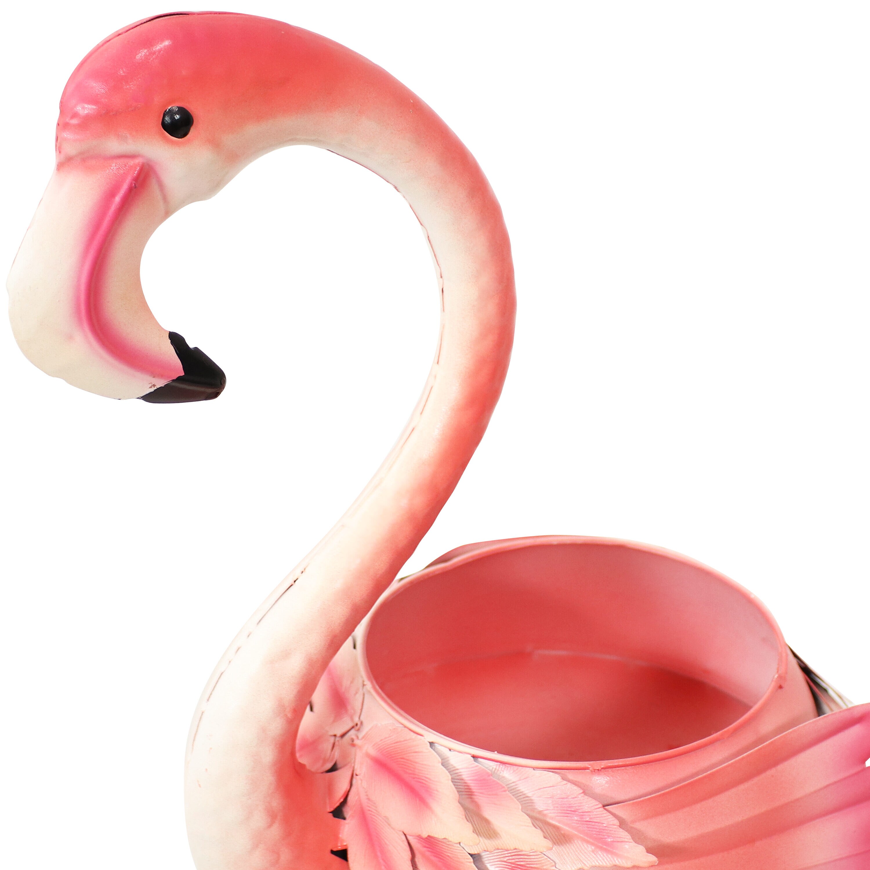 Sunnydaze 36" Pink Metal Flamingo Garden Statue with Planter