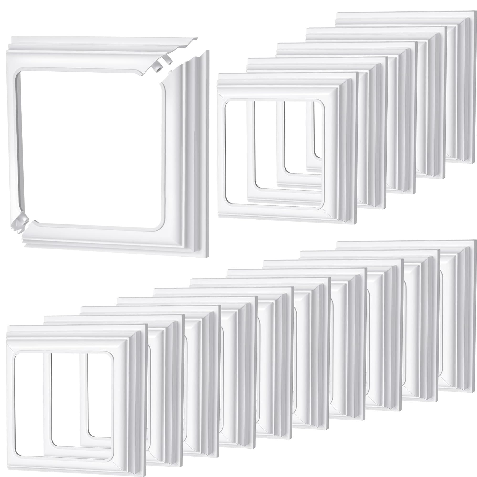 Angel Sar 16 Pack 4 x 4 Inch White Vinyl Post Skirt Post Base Cover Column Wrap for Porch Deck Hand Stair Rails Vinyl Sleeve Trim