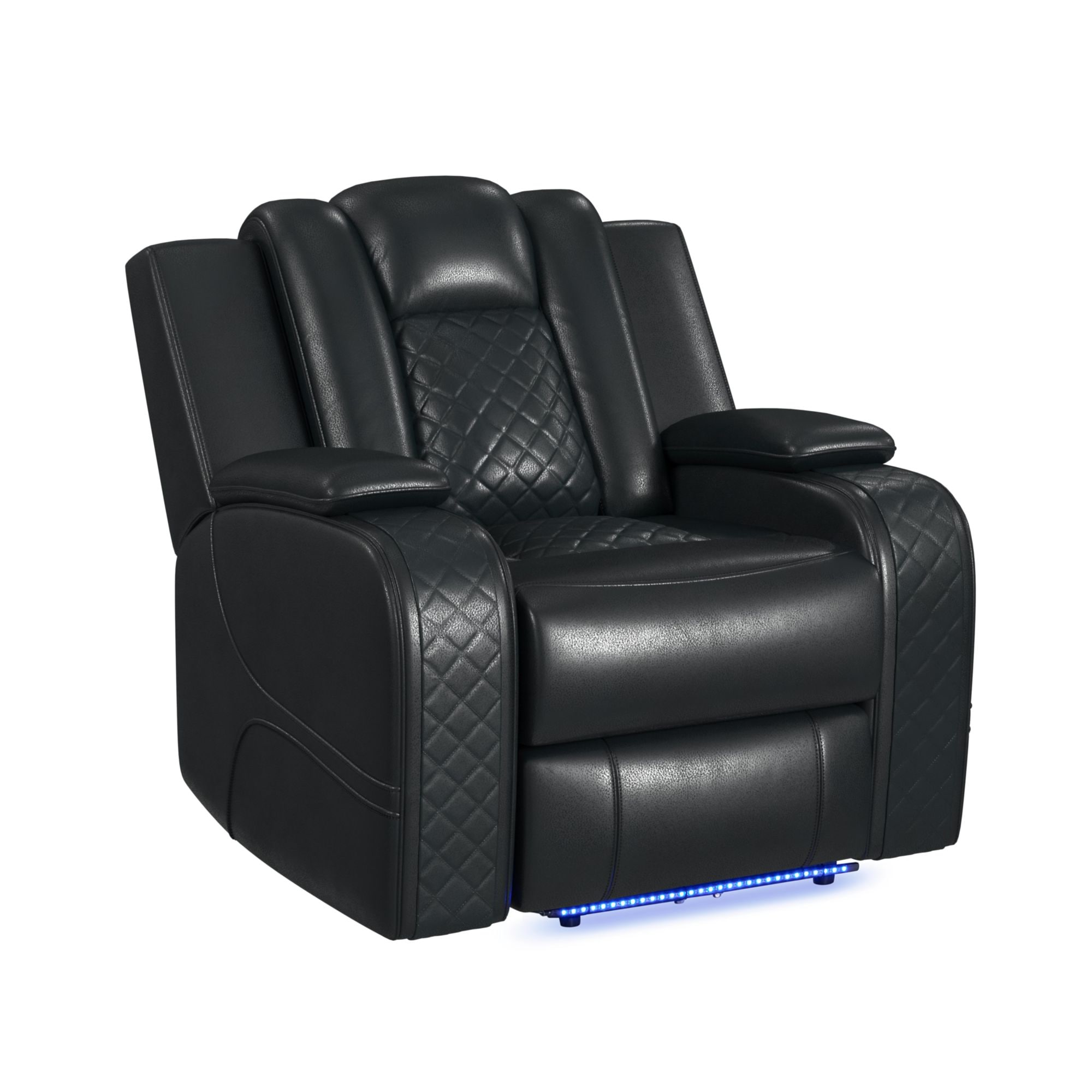Picket House Furnishings U-8900-8206-105PP Amias Black Polyester Upholstered Powered Reclining Recliner