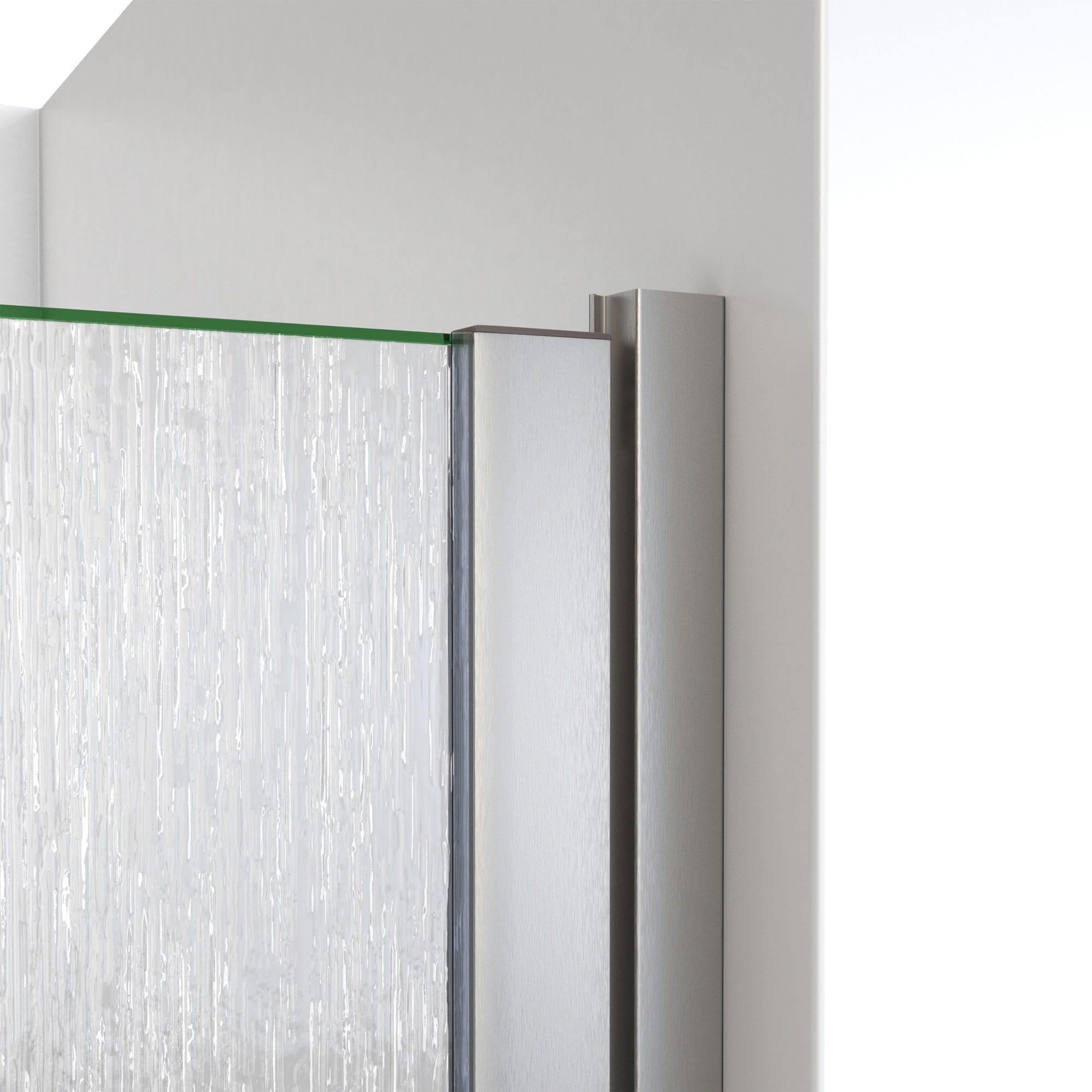 Brushed Nickel Semi-Frameless Swing Shower Door with Rain Glass
