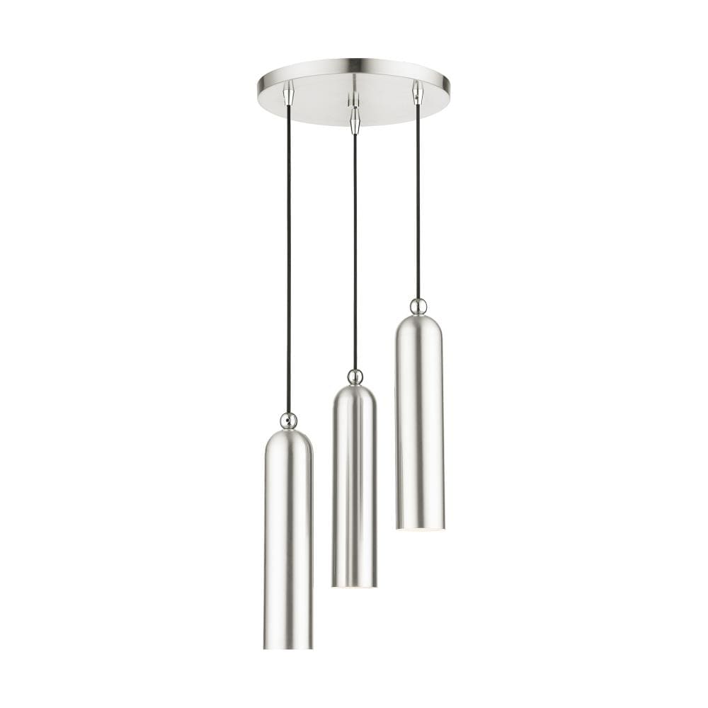Livex Lighting 46753-91 Ardmore 3 -Light Brushed Nickel Modern/contemporary Cylinder Medium Hanging Pendant light