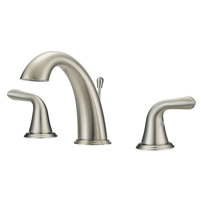 Project Source Dover Brushed Nickel 2 Handle Widespread Watersense Bathroom Sink Faucet With Drain In The Faucets Department At Com - Best Bathroom Faucet Material For Hard Water