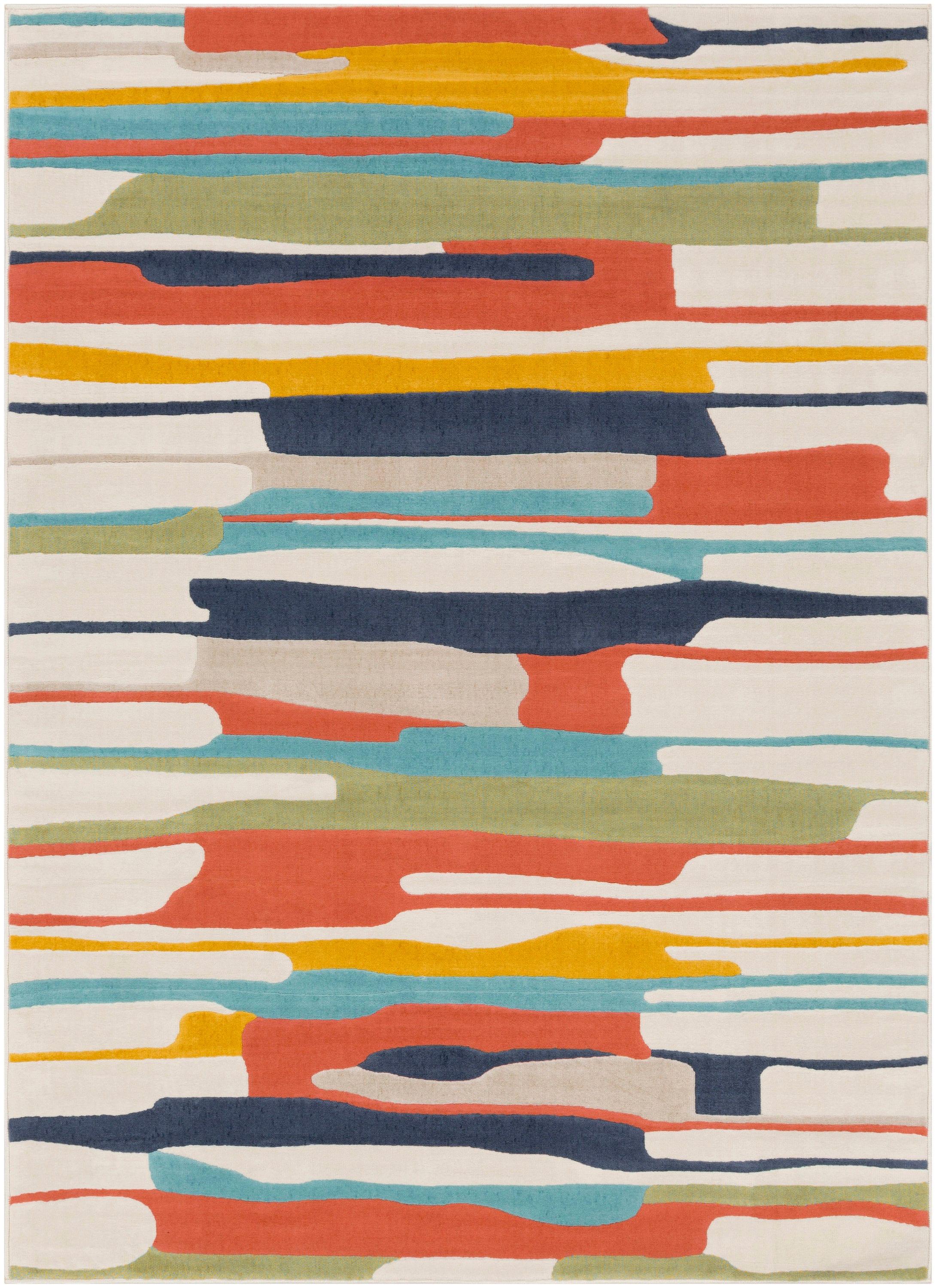 Surya City 2 X 3 (ft) Coral Indoor Abstract Mid-century Modern Area Rug ...