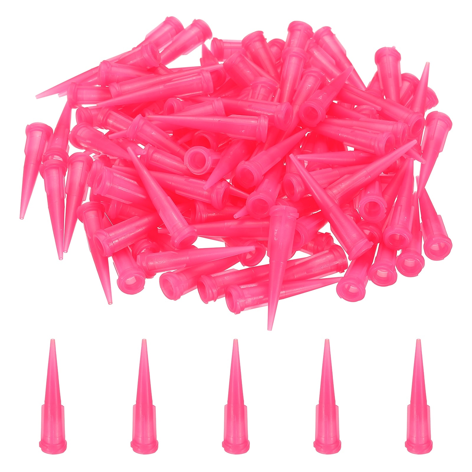 Unique Bargains 120pcs Plastic Tapered Pinhead 20 Gauge TT Adhesive Dispensing Needle Tip 0.6mm Glue Applicator Blunt Tips for Industrial Oil or Glue Applicator Transparent Pink #S26062400UX4085