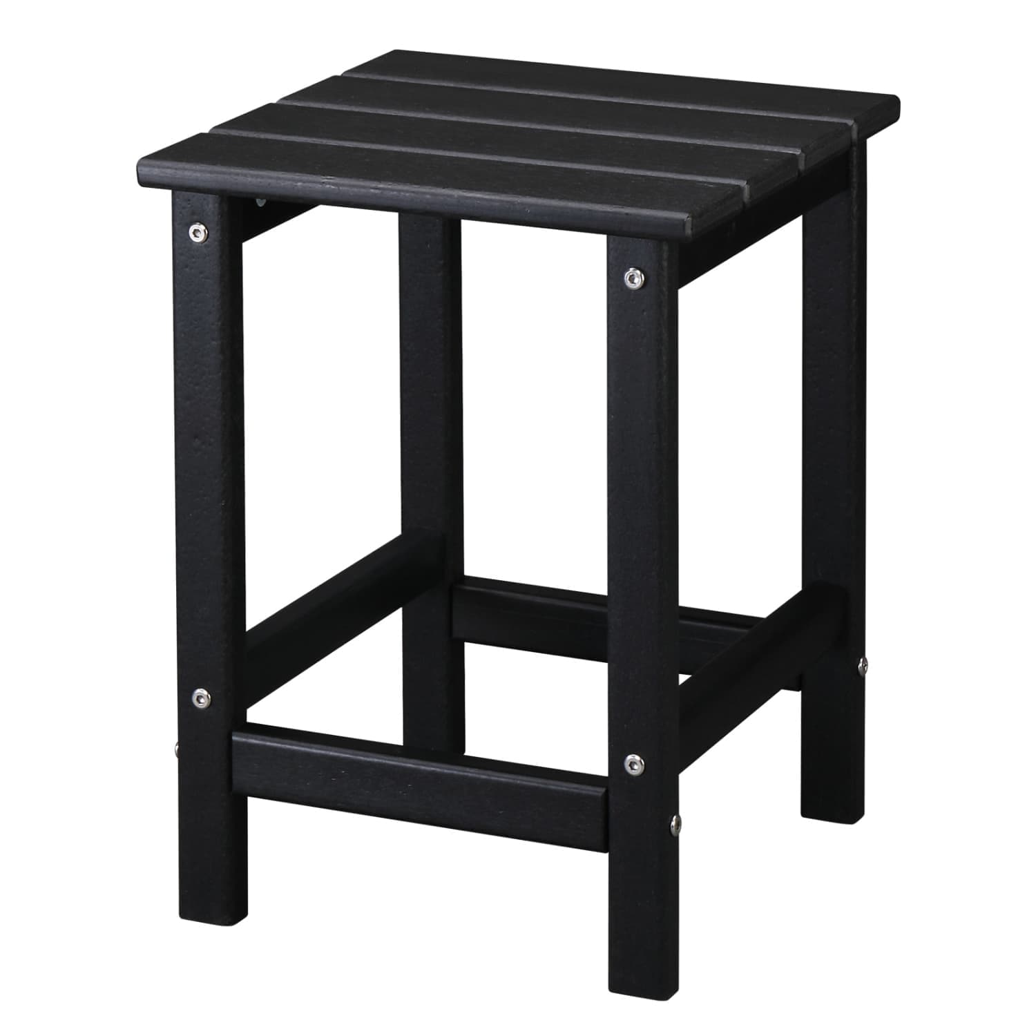 Angel Sar - 36x36x47cm Single Layer Square HDPE Black Side Table Durable Non Toxic Multi Room Dec...
