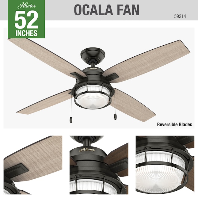 Hunter Ocala 52 In Noble Bronze Led, Outdoor Ceiling Fans Costco Canada