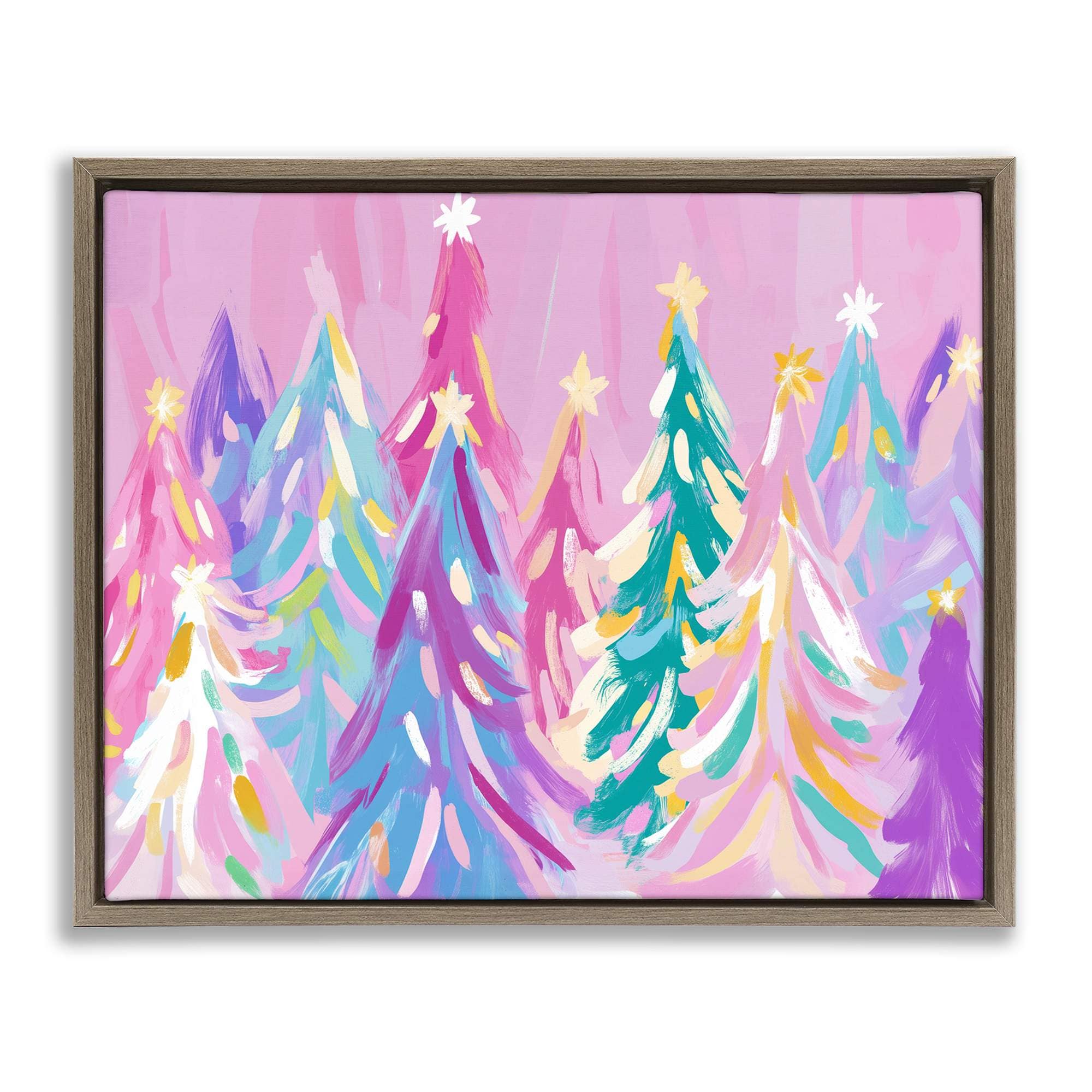 Stupell Industries BT-921-FFE-24X30 Pastel Christmas Trees Abstraction Floating Frame design by Arlington Prints