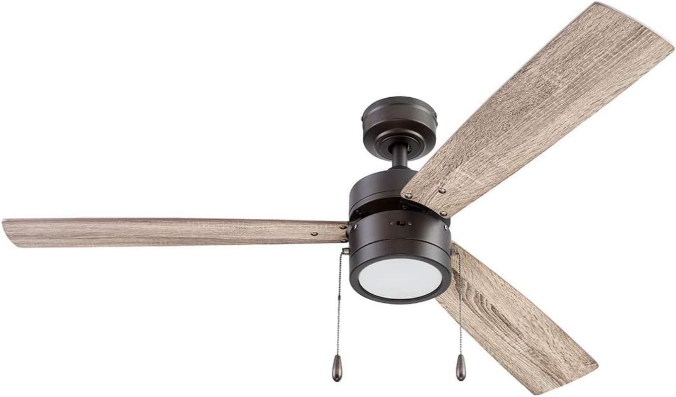 Sofucor C4-51452 Nicola 52-in Flush Mount Nickel with Nickel Blades Ceiling Fan With Light - Remote Included ( 5 -Blade )