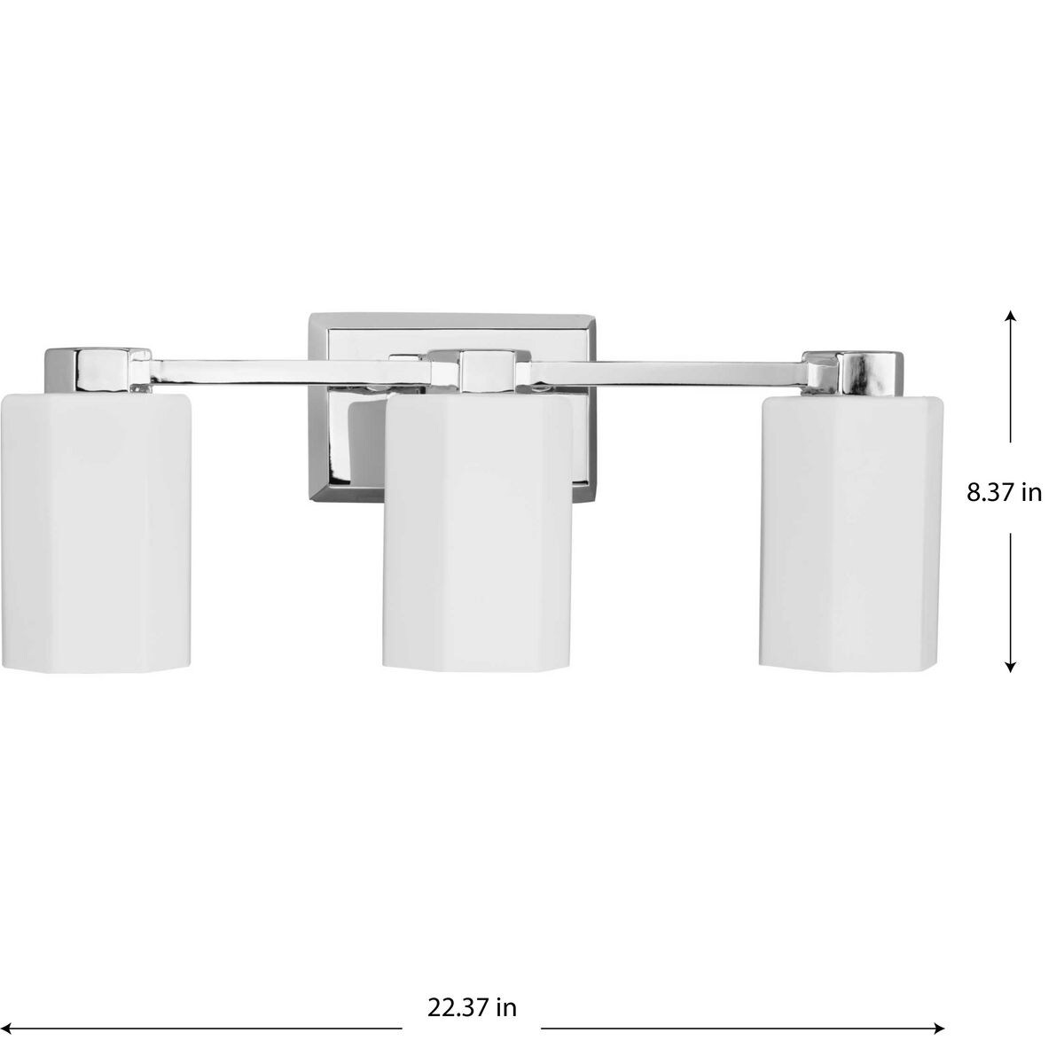 Estrada Polished Chrome 3-Light Vanity with Opal Glass Shades