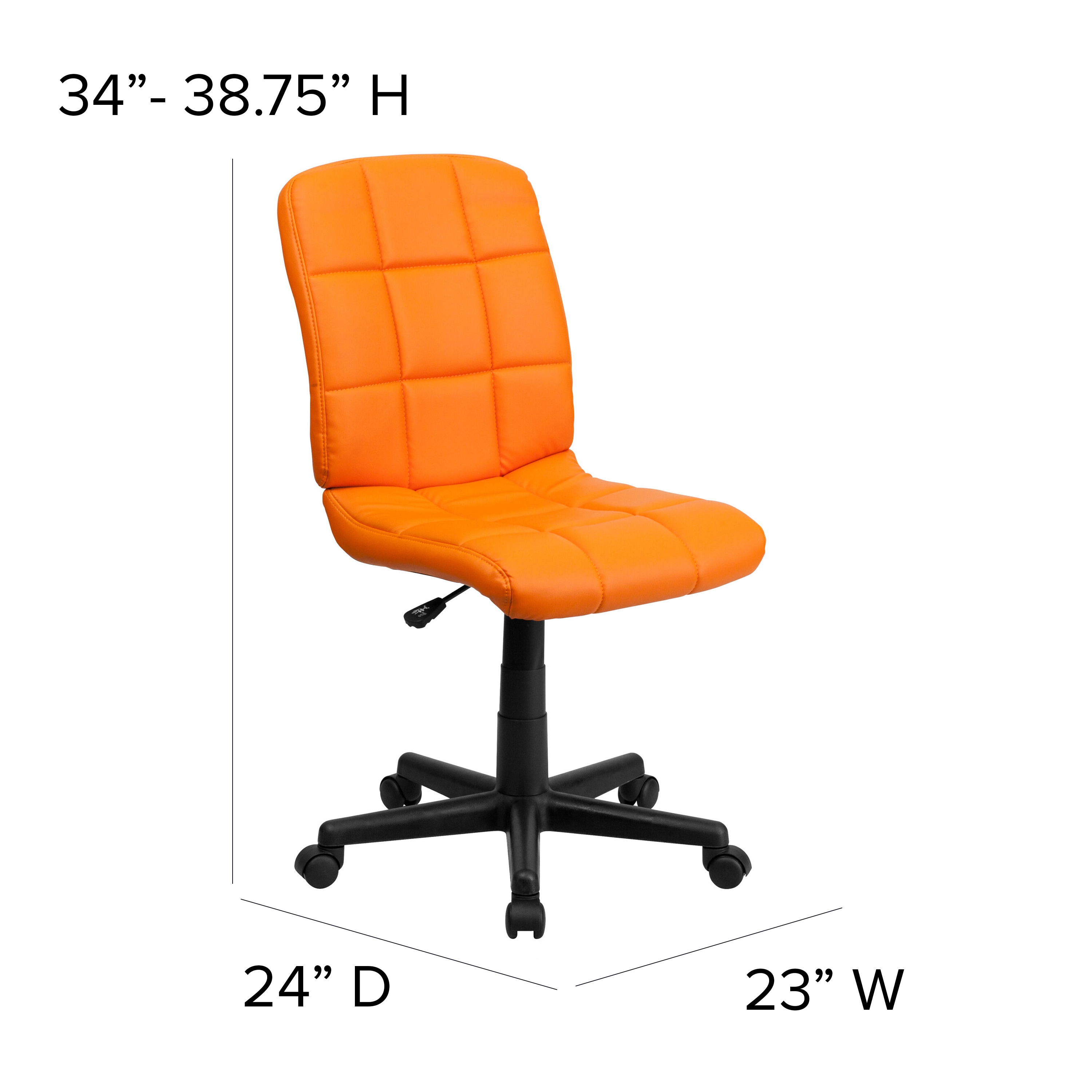 Ergonomic Mid-Back Orange Vinyl Swivel Task Chair