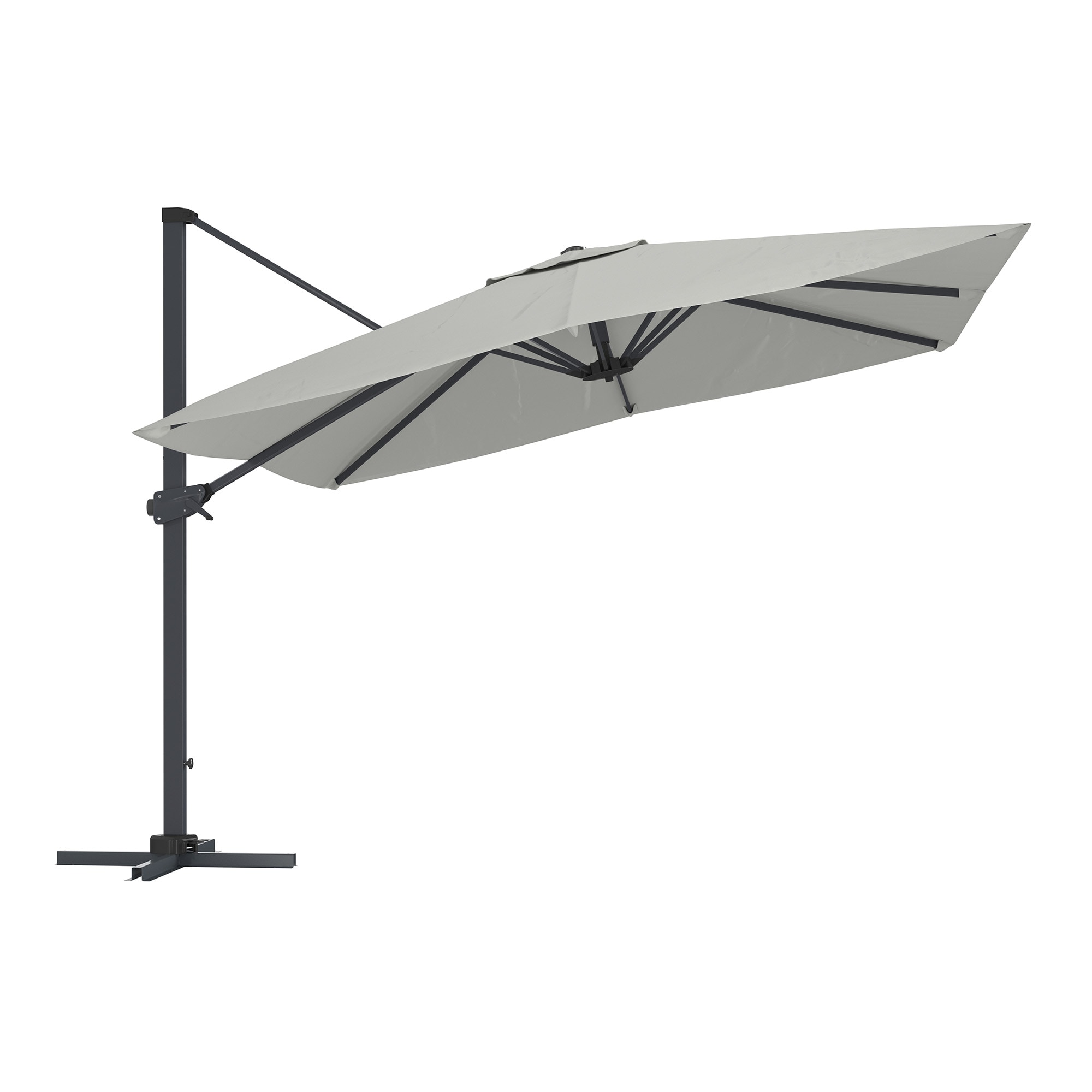 Clihome CL-UIET-9-R 10-ft Aluminum Gray Crank Cantilever Patio Umbrella