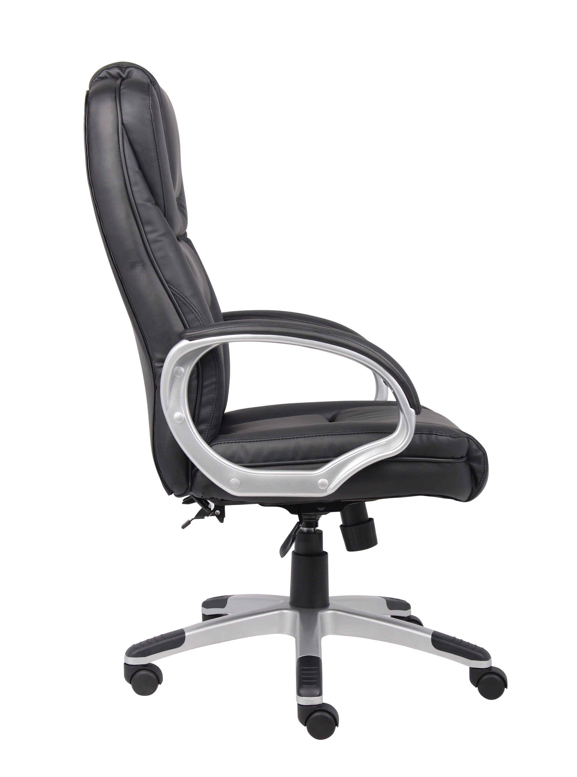 Ergonomic High-Back Swivel Executive Chair in Black LeatherPlus