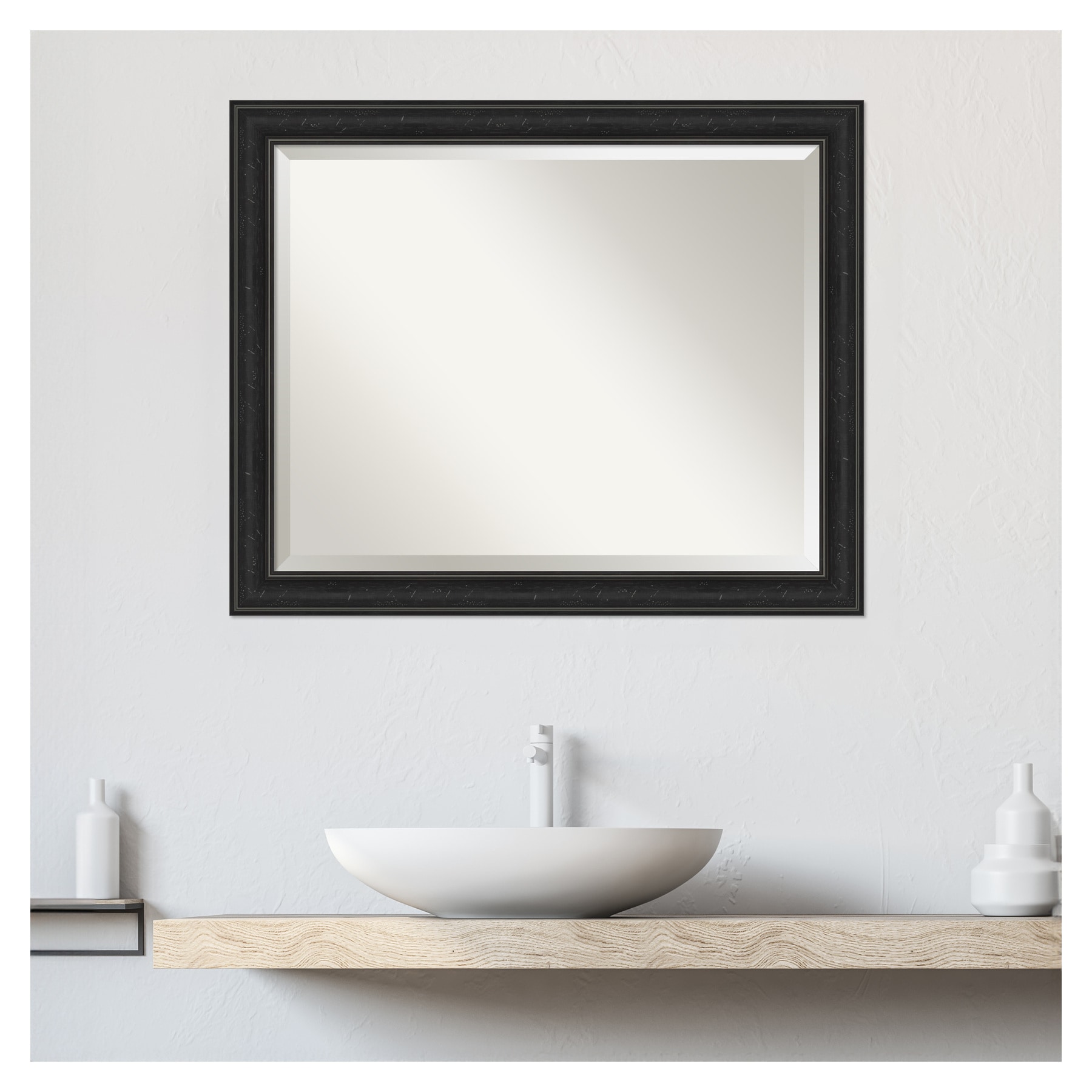 Shipwreck Black Narrow 32" x 26" Beveled Vanity Wall Mirror