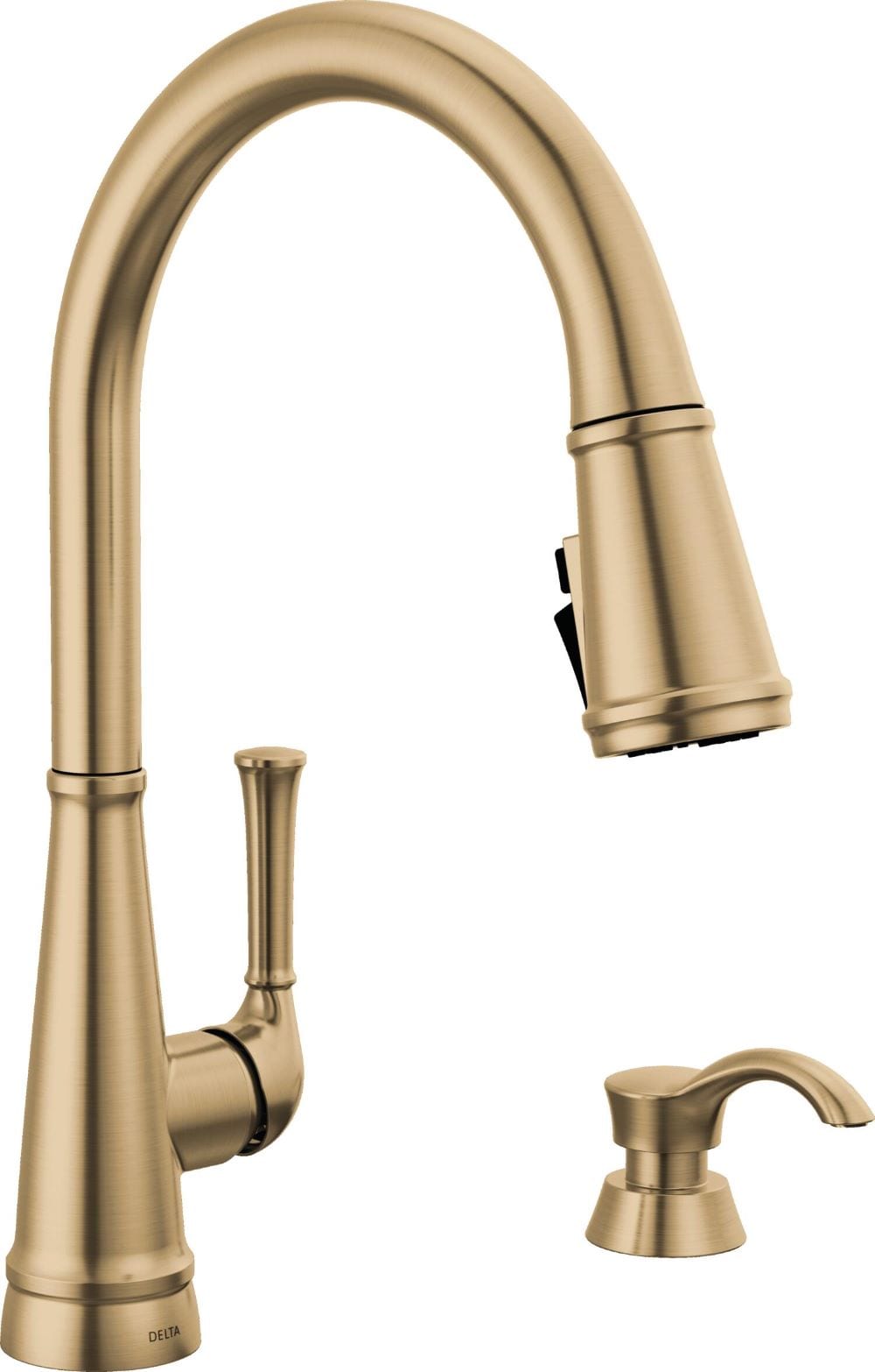 Delta 19814Z-CZSD-DST Alpen Champagne Bronze Single Handle Deck-mount Pull-down Kitchen Faucet with Sprayer ( Deck Plate Included ) (Soap Dispenser Included)
