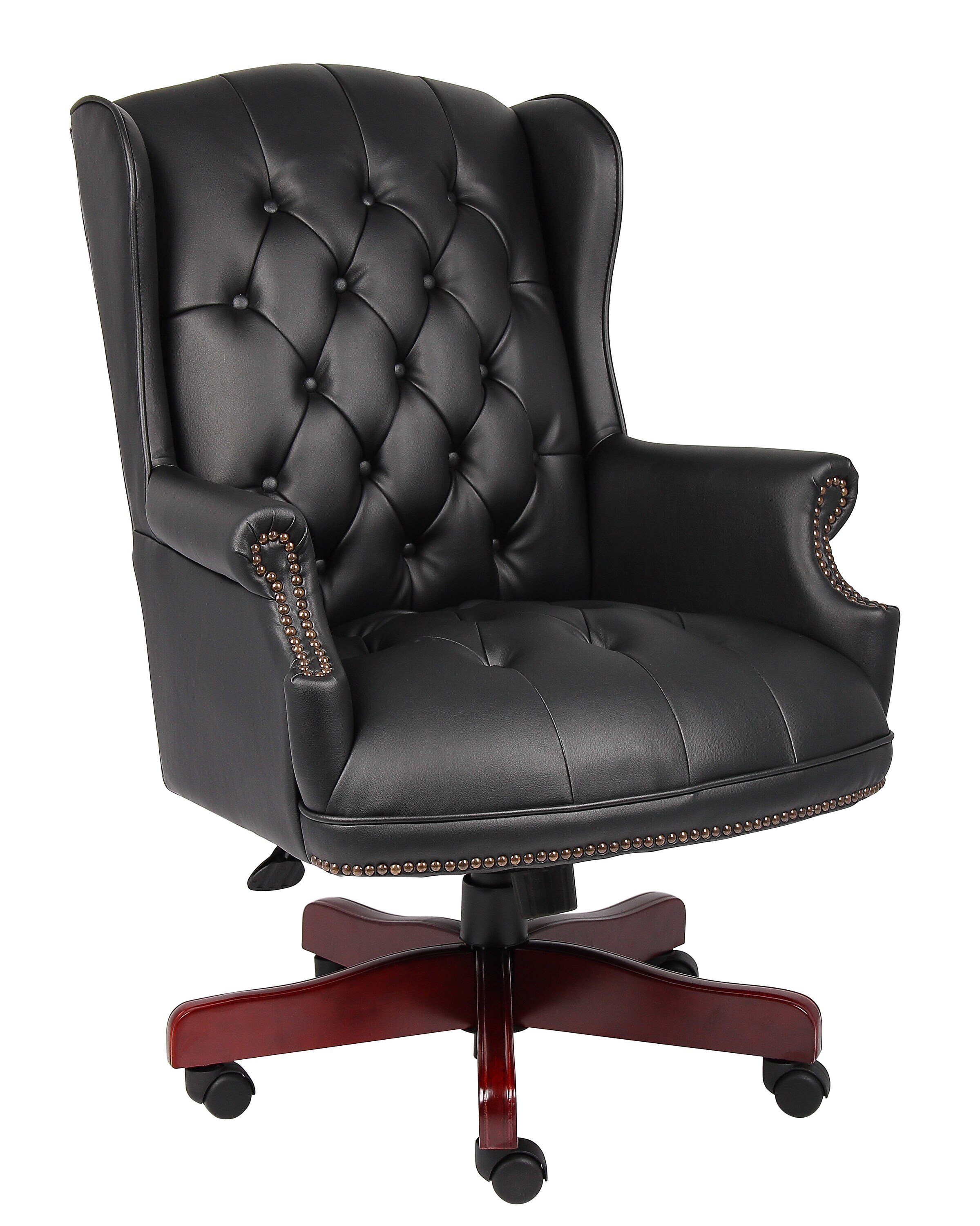 Boss Office Products Black Traditional Ergonomic Adjustable Height Swivel  Upholstered Executive Chair in the Office Chairs department at 