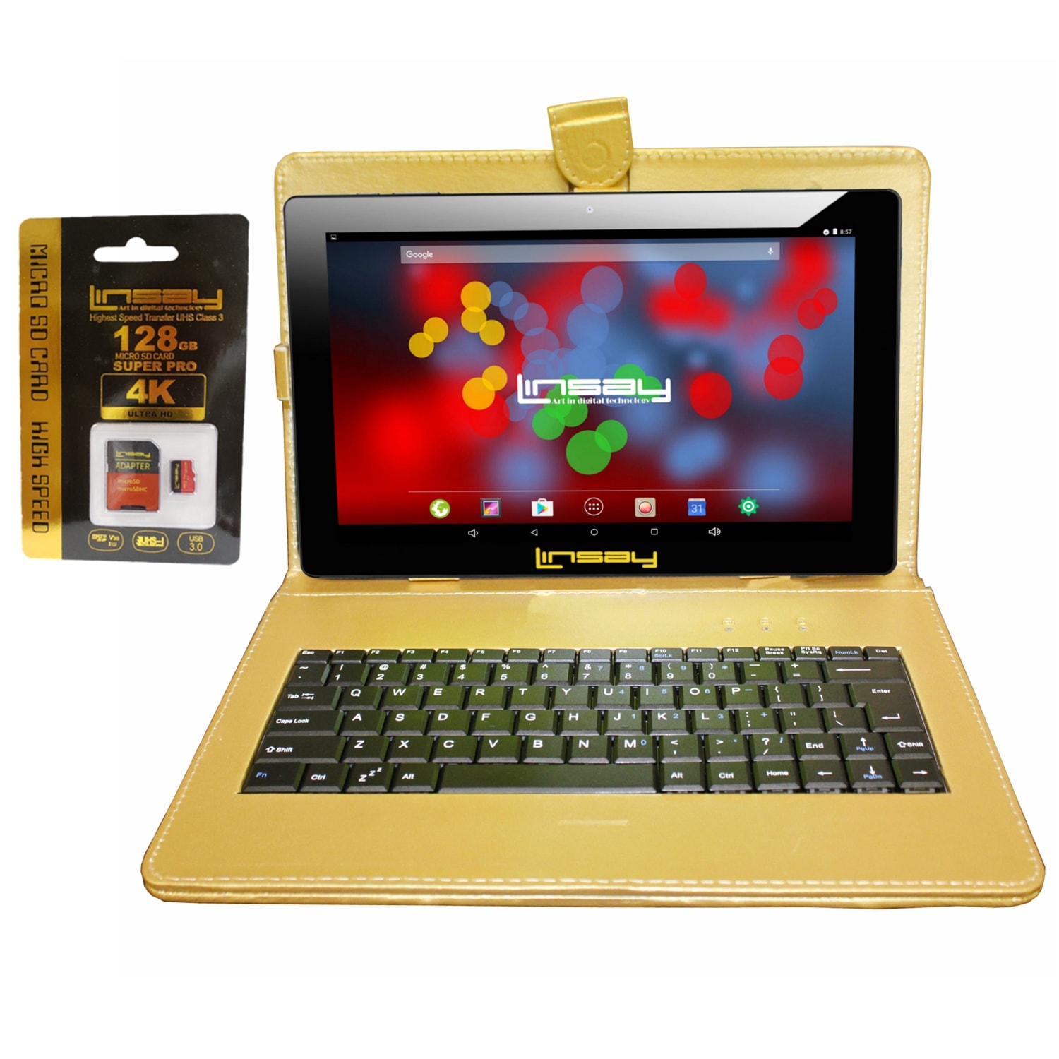 LINSAY F10XIPSBDGSD 10.1-in 128 Android 13 Bluetooth, Wi-fi Tablet with Case Included