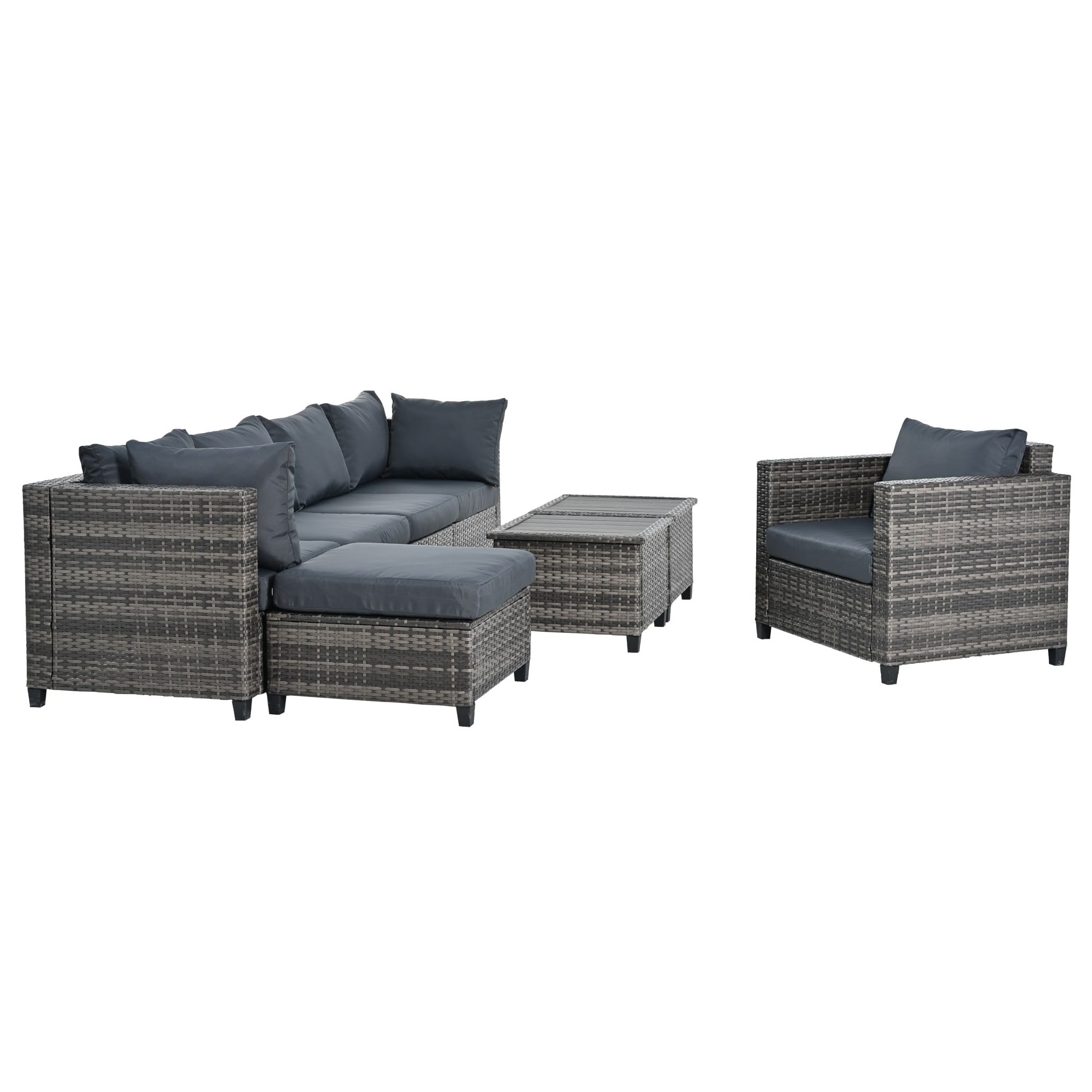 Nestfair 8-Piece Rattan 2 Patio Sofa Conversation Set with Gray ...