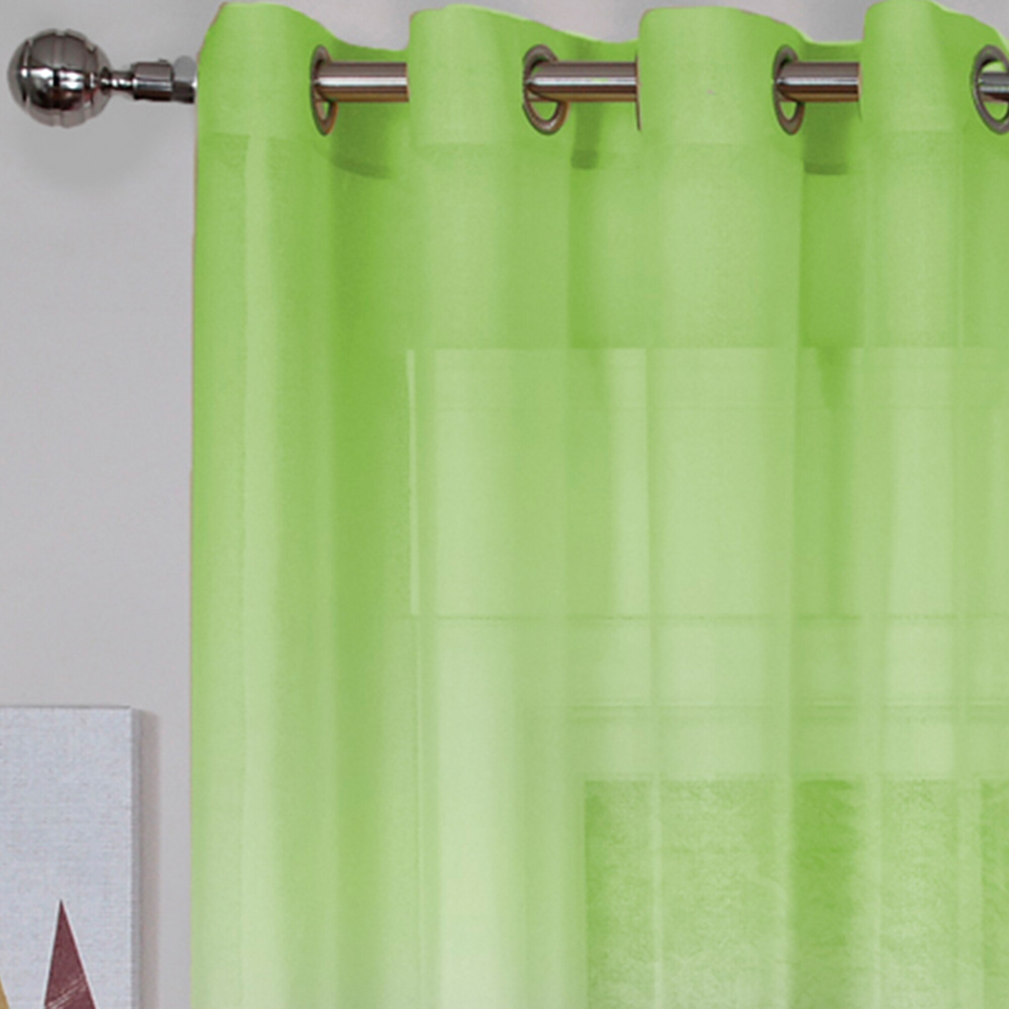 Green and Blue Ombre Sheer Grommet Curtain Panel
