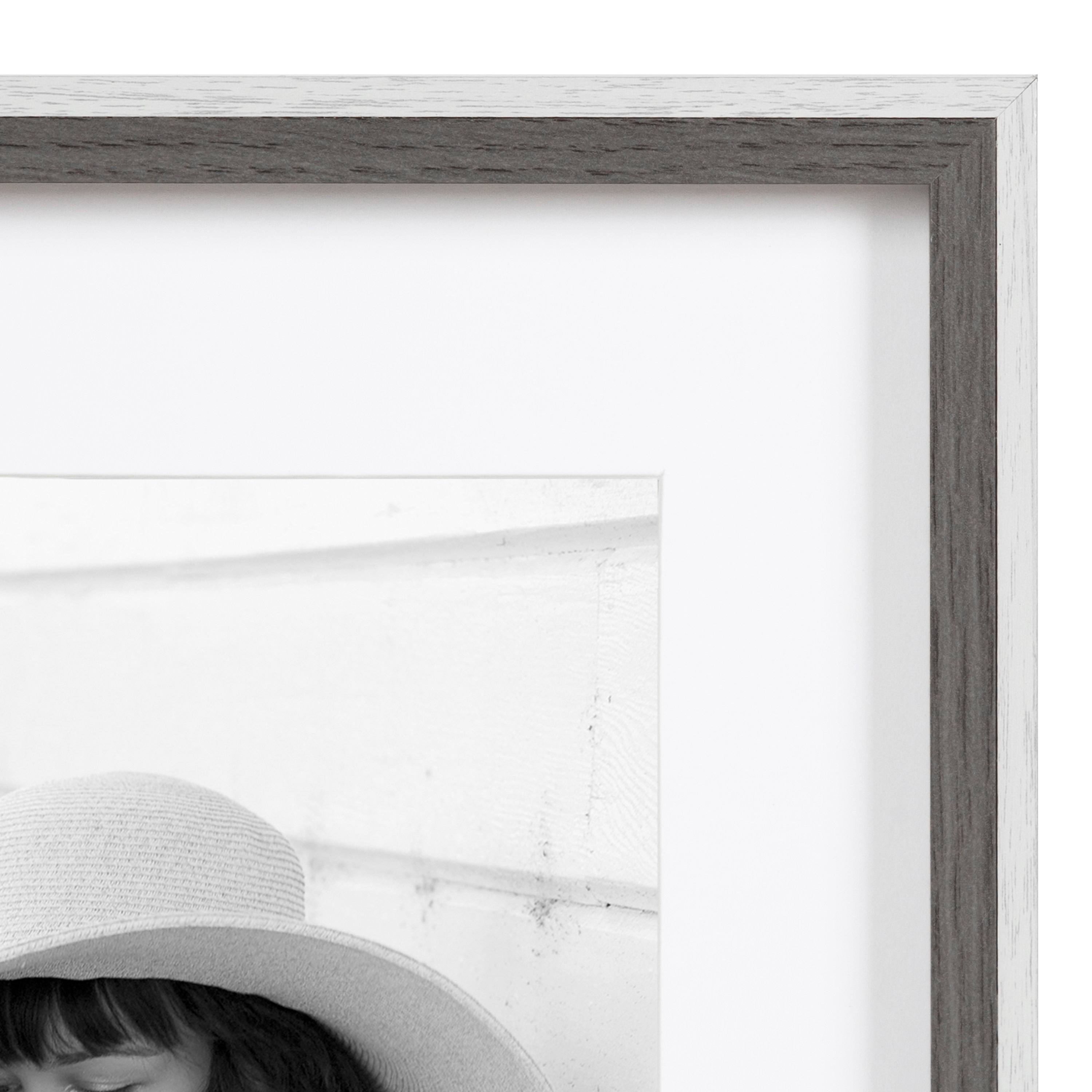 Gray and White Wood 16x20 Matted Photo Frame Set