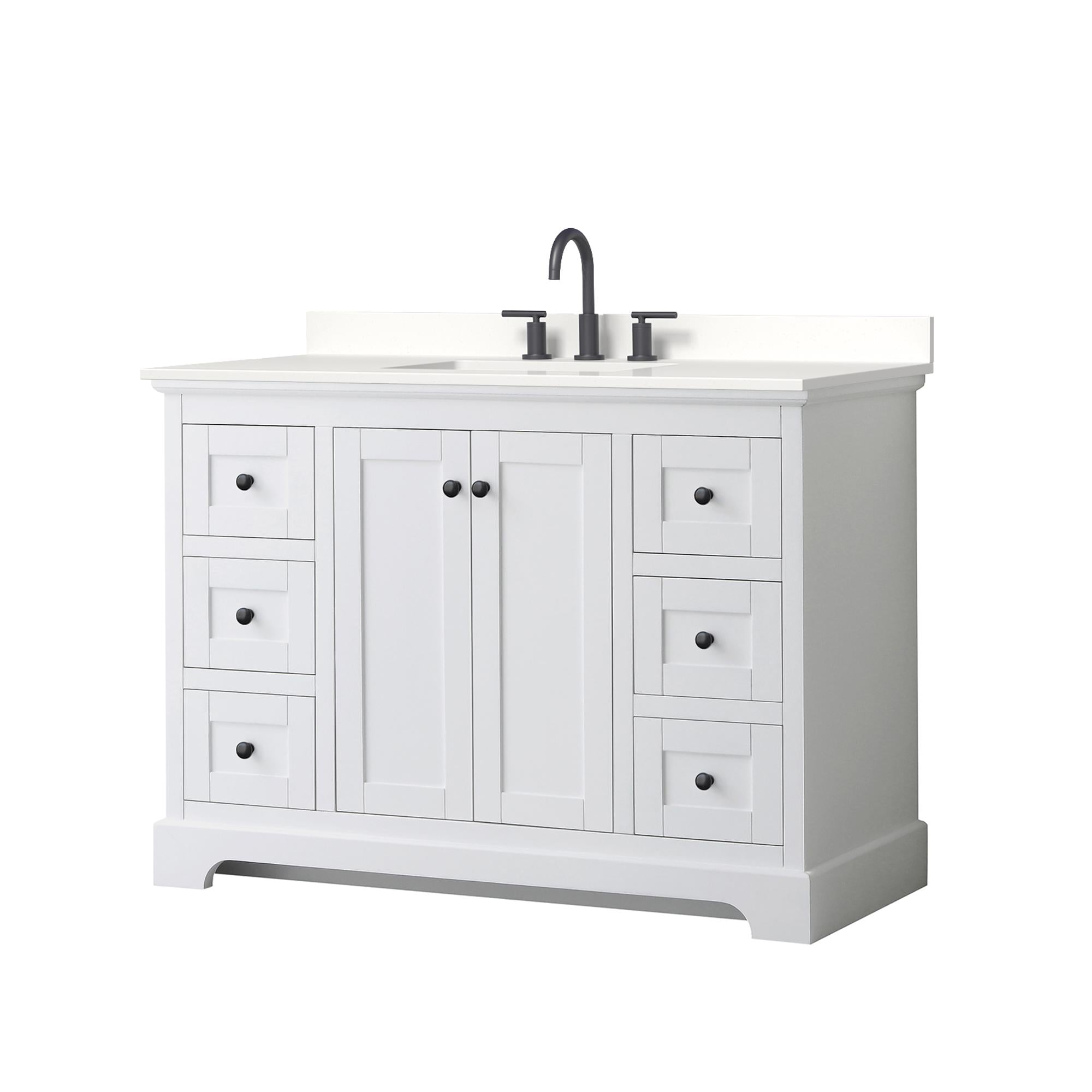 Wyndham Collection WCV232348SWBWQUS3MXX Avery 48-in White Undermount Single Sink Bathroom Vanity with White Quartz Top
