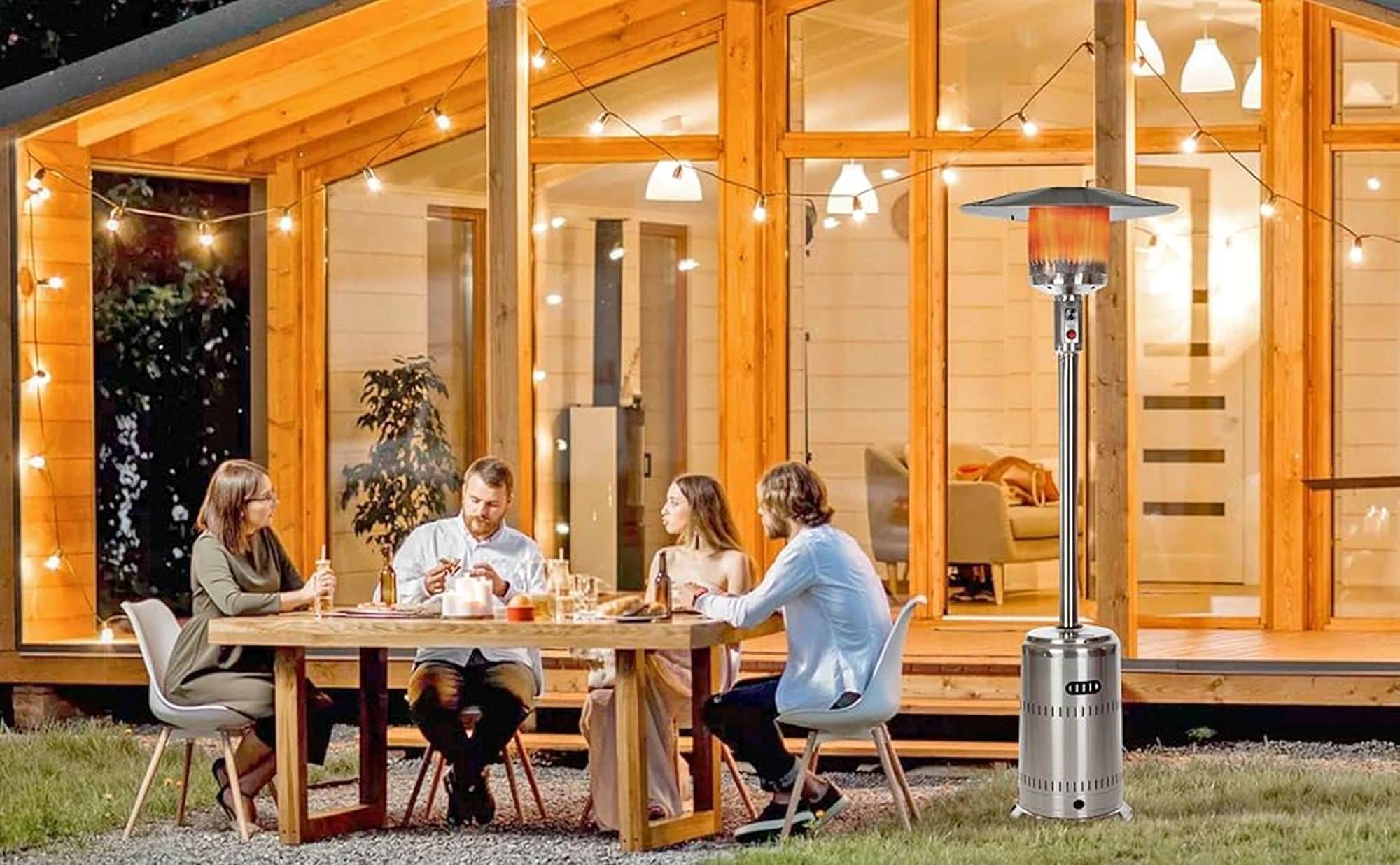 Stainless Steel 50,000 BTU Propane Patio Heater with Wheels