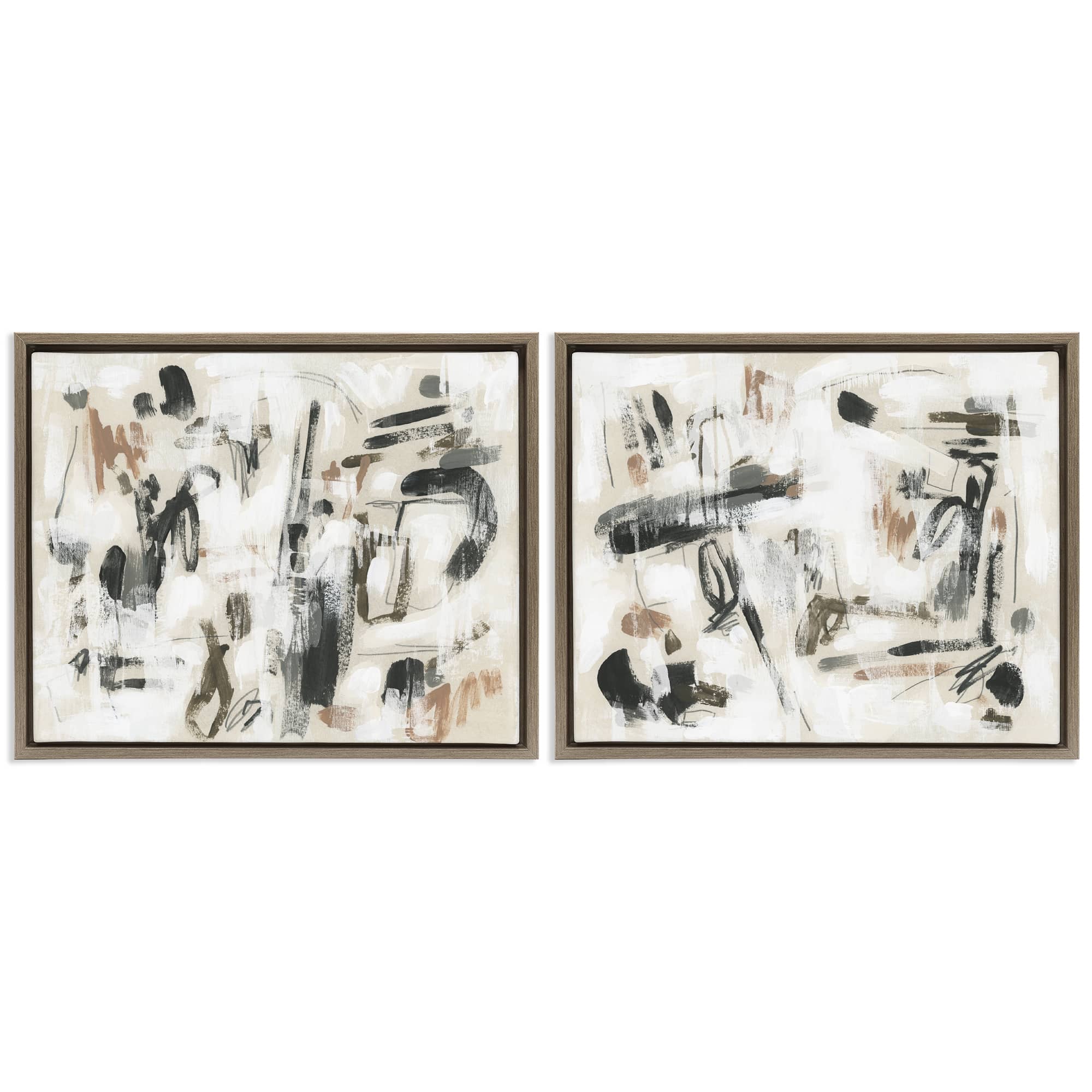 Stupell Industries B2-764-FFE-2PC-16X20 Neutral Earth Tones Abstraction 2pc Floating Frame Set design by June Erica Vess