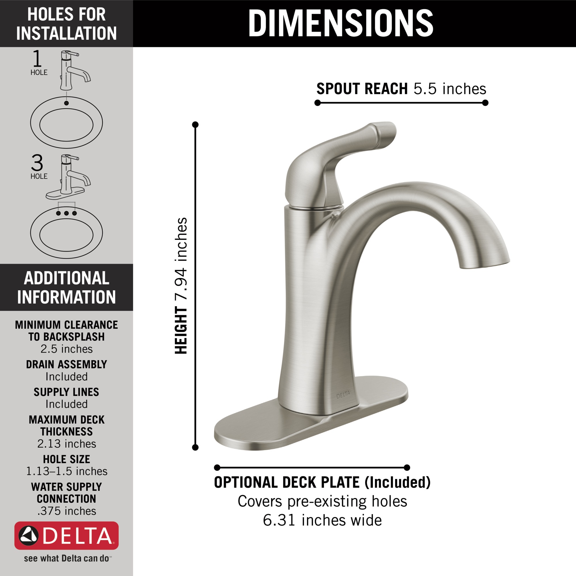 Delta Faucet Arvo センターセット バスルーム蛇口 つや消しニッケル