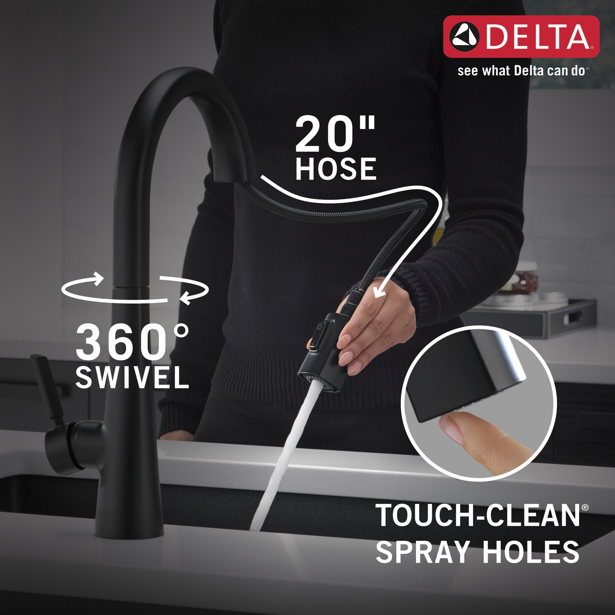 Matte Black Stainless Steel Pull-Down Kitchen Faucet