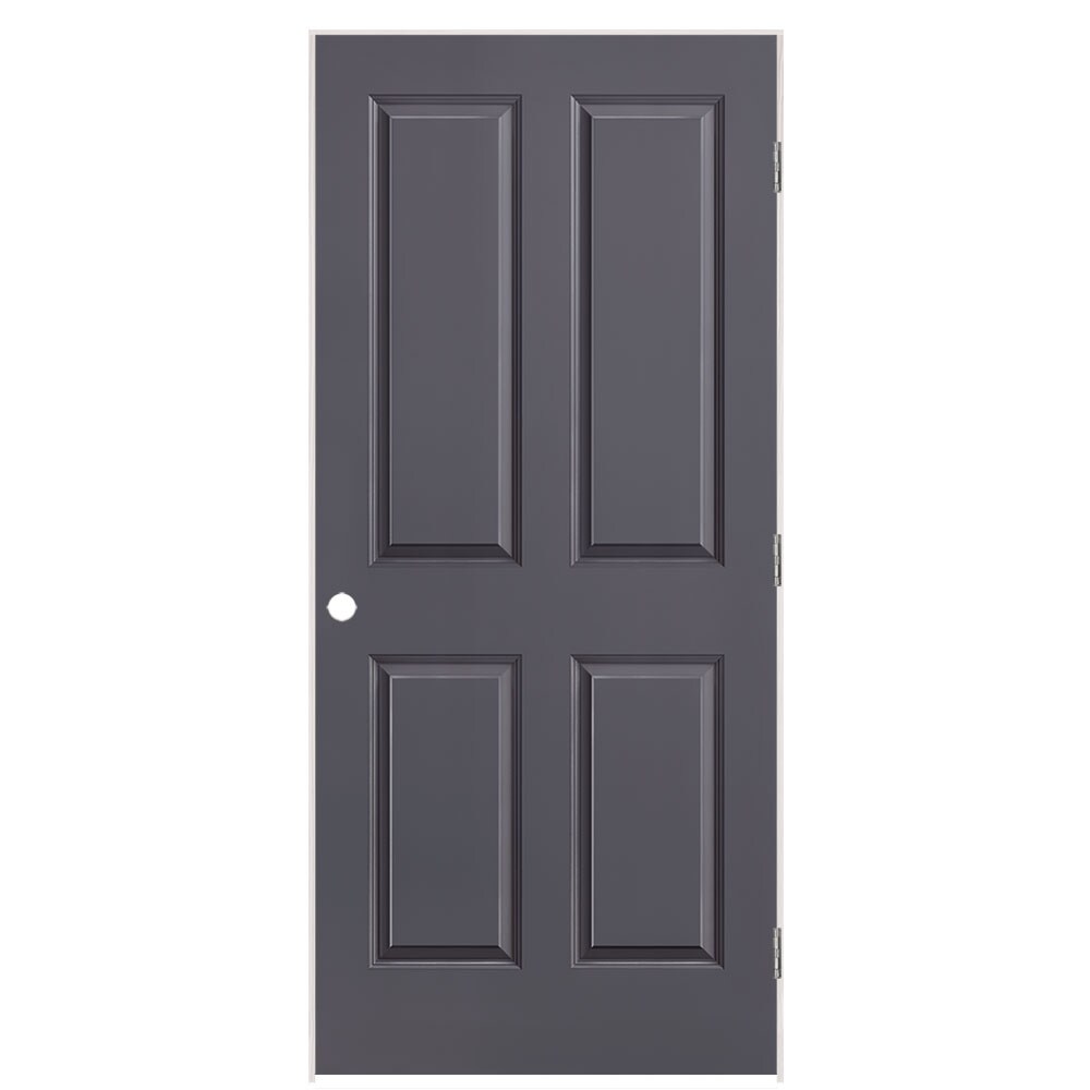 Masonite 1316567 36-in x 80-in Slate Solid core 4 panel square Left hand Smooth Prefinished Molded composite Flat Jamb Single Prehung Interior Door