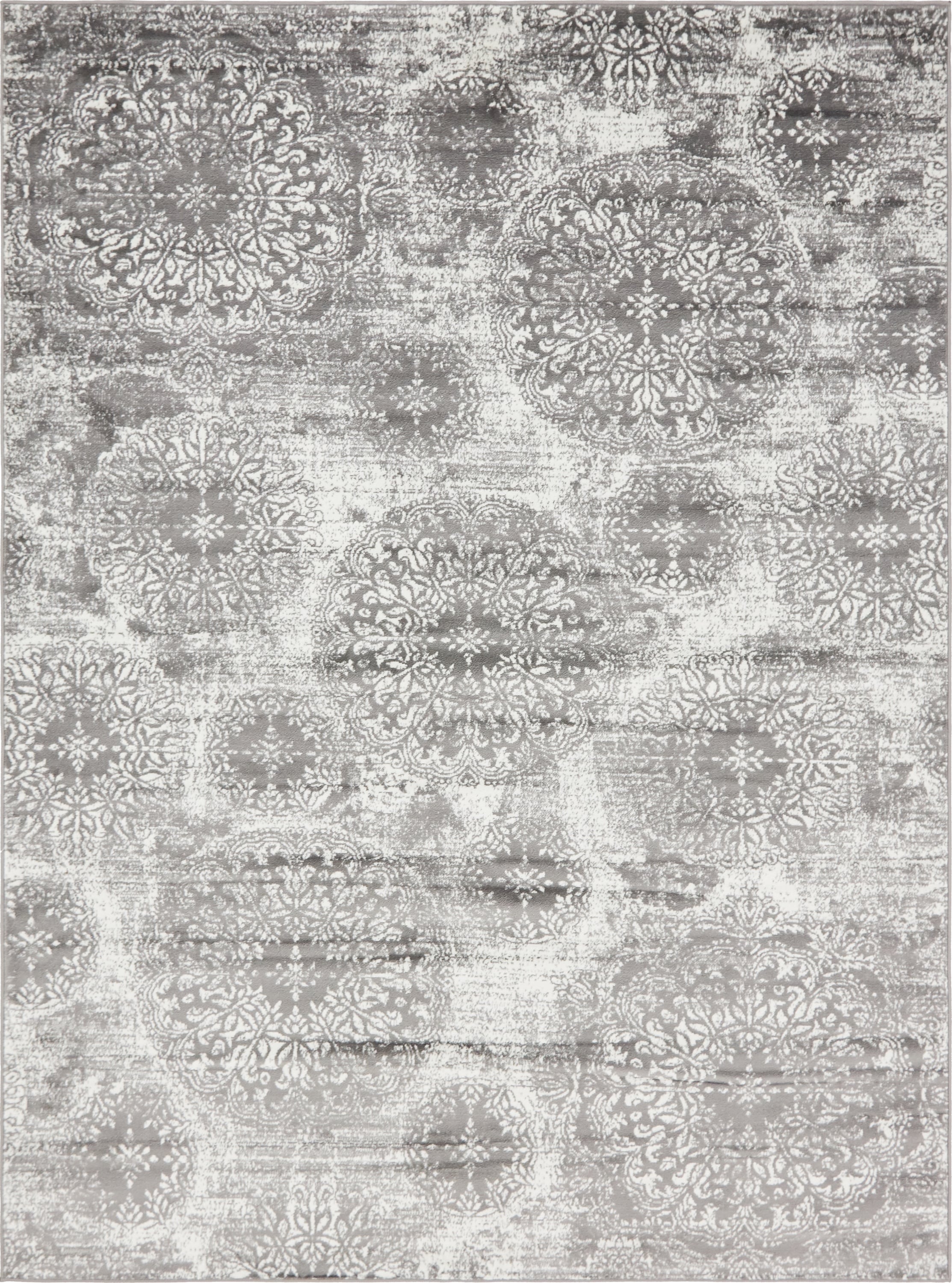 Reversible Easy Care Synthetic Area Rug in Gray and Blue