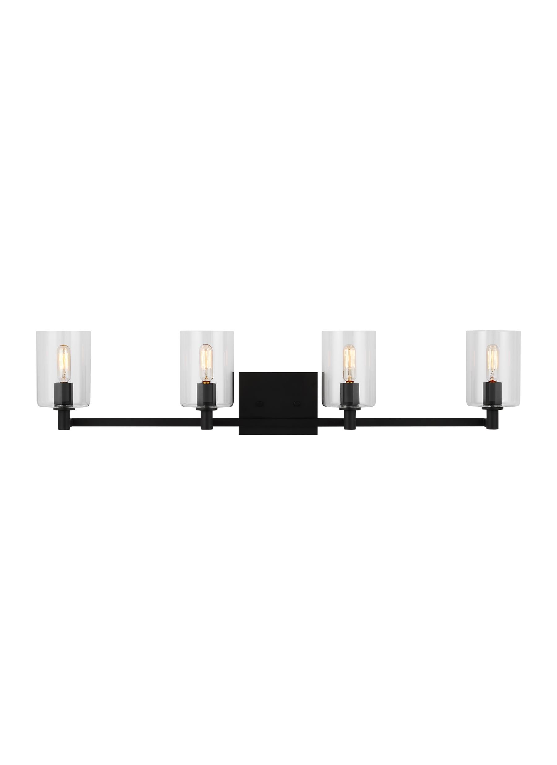 Fullton Midnight Black 4-Light Clear Glass Cylinder Vanity Light