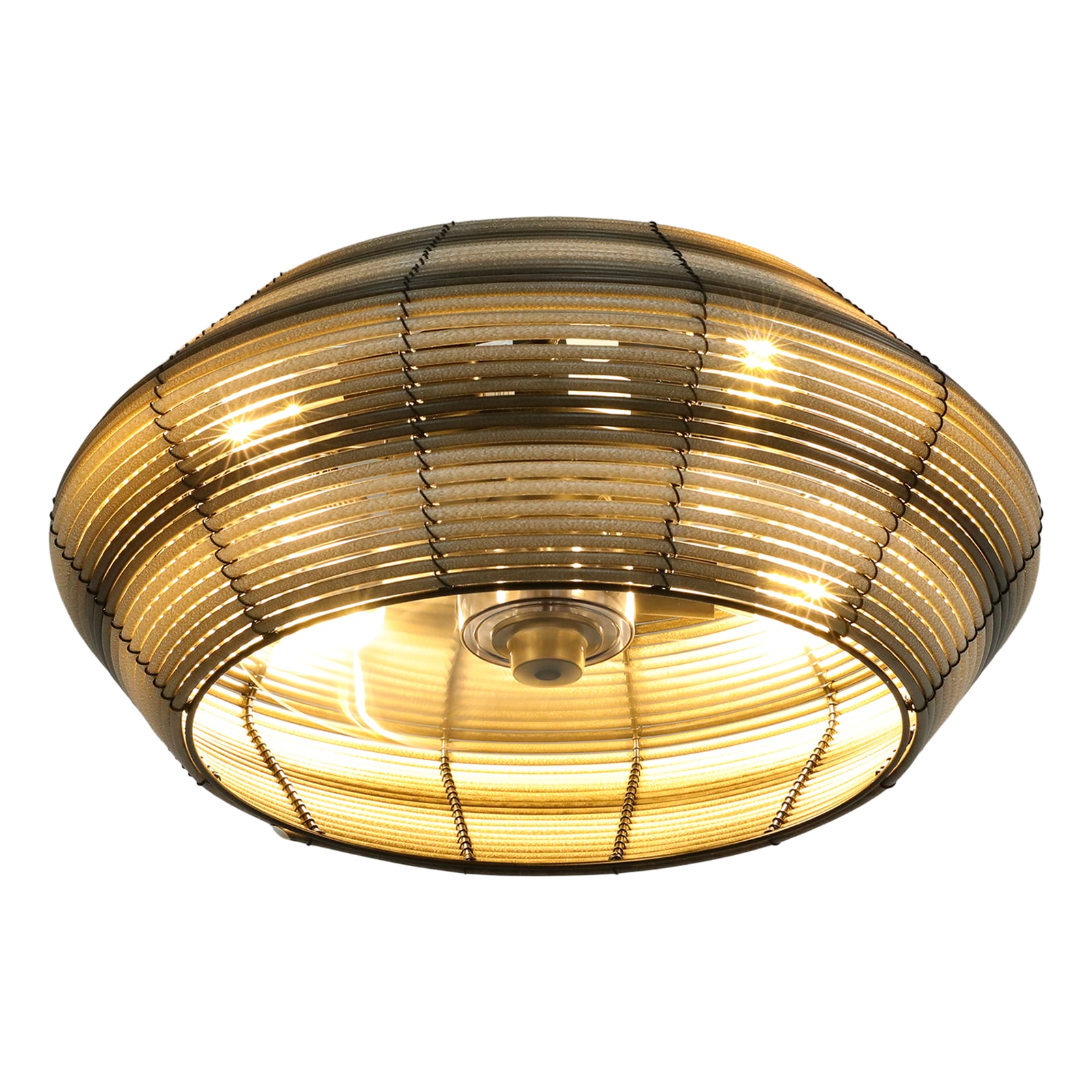 Oukaning 18.5-in Reverse ABS Flush Mount Ceiling Fan Light Kit Compatible and Remote Control Included