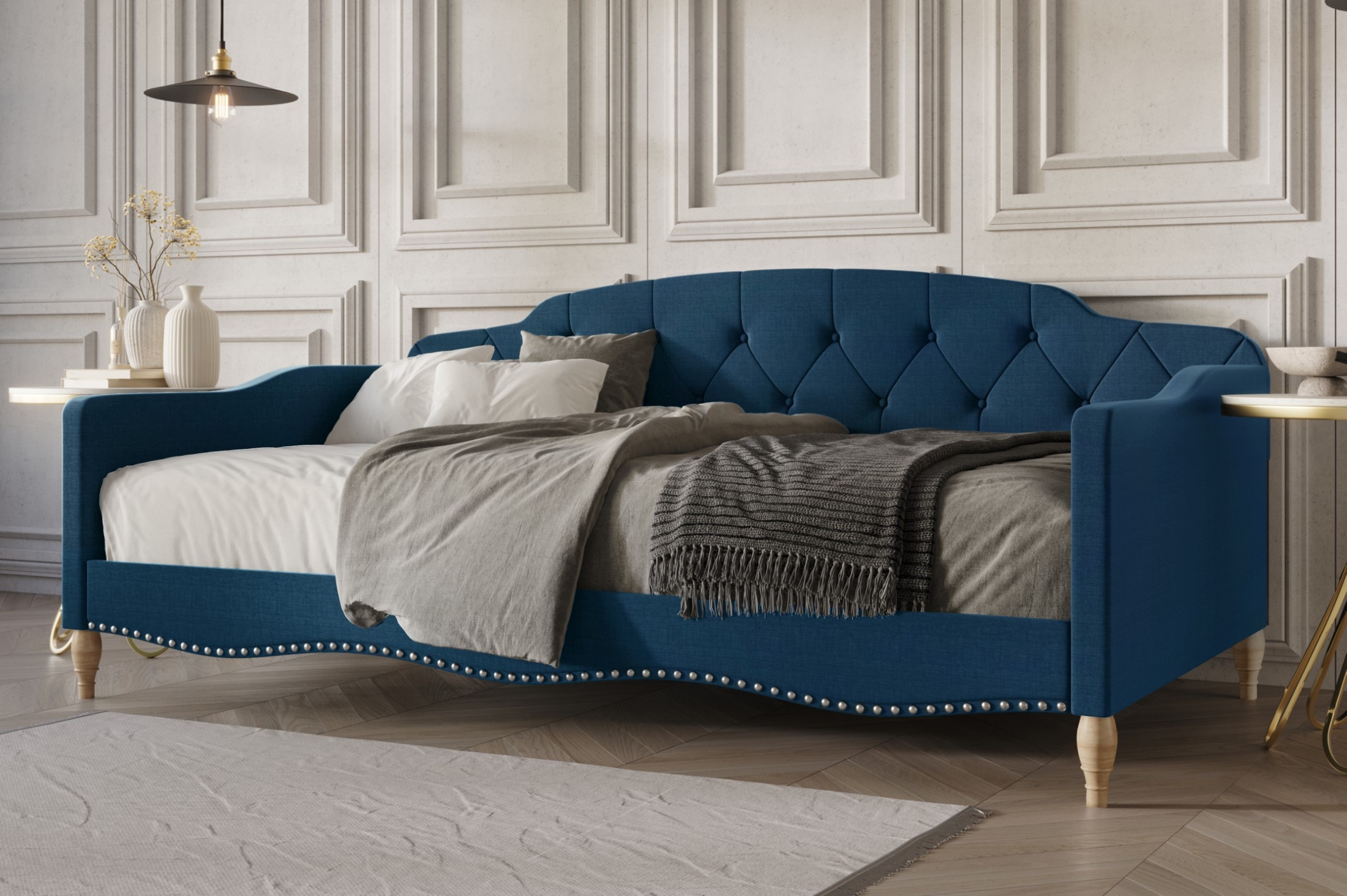 CasePiece C5095T-BL-LN Blue Traditional Sofa bed