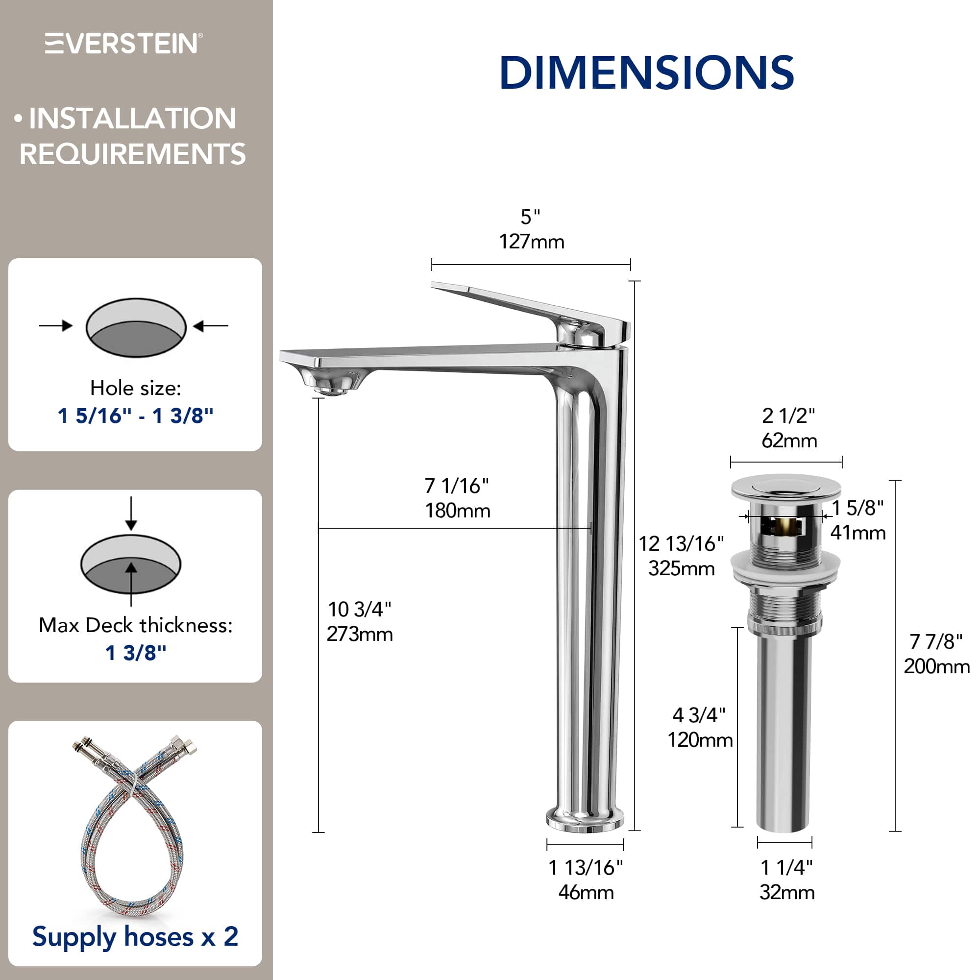 EVERSTEIN SFS-1320B-CH Lavatory-Faucets - View #10