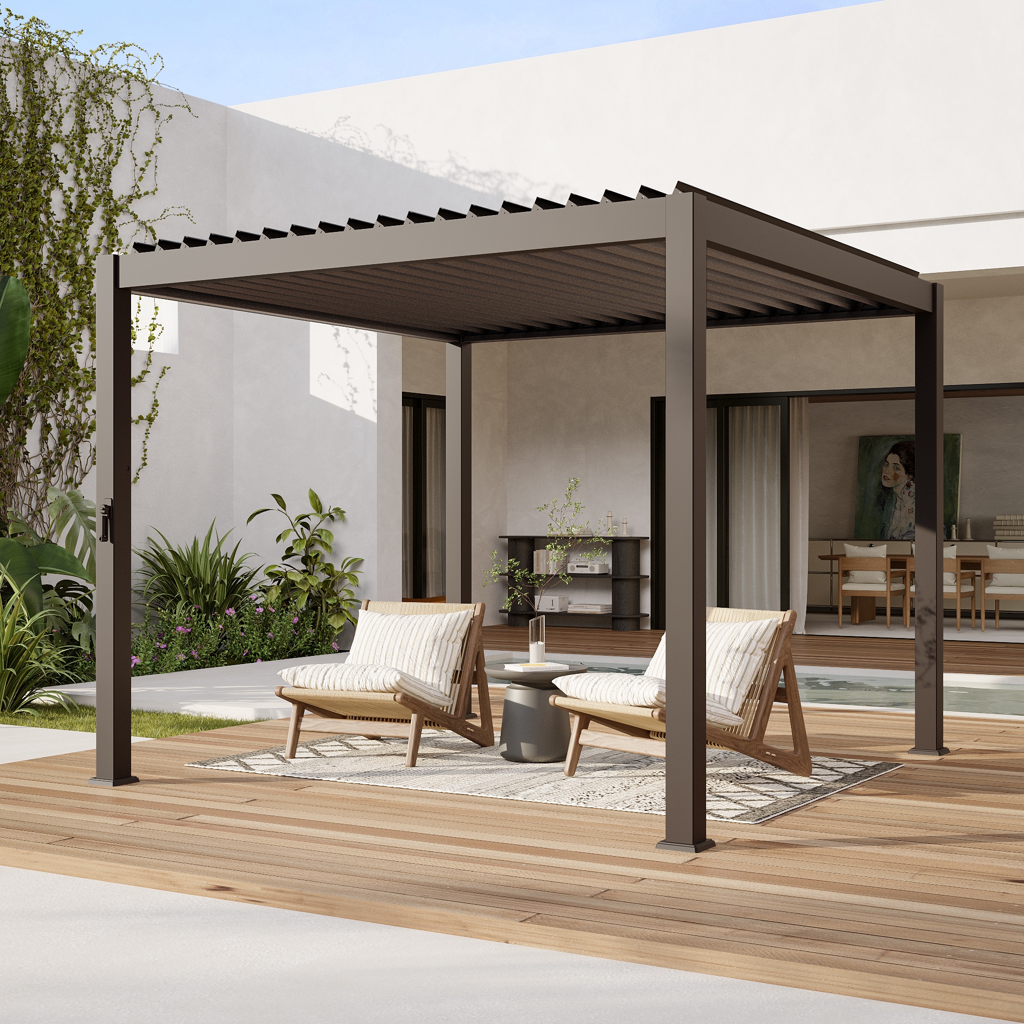 Sonkuki SD-GZ3103TK Pergola Skytop 7-ft 10-3/4-in H Grey Metal Freestanding Pergola