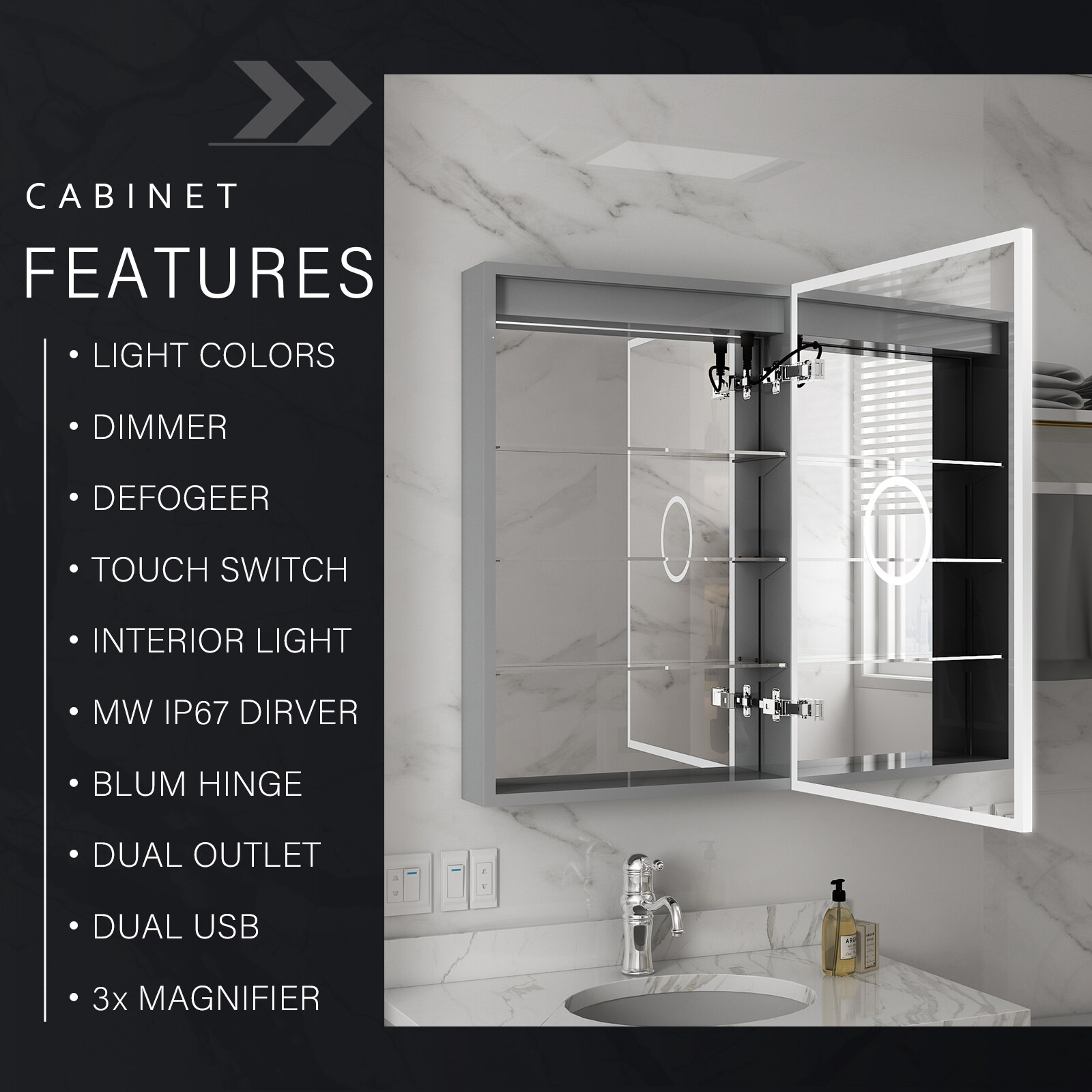 WELLFOR W8MCL2030R Bathroom-Medicine-Cabinets - View #7