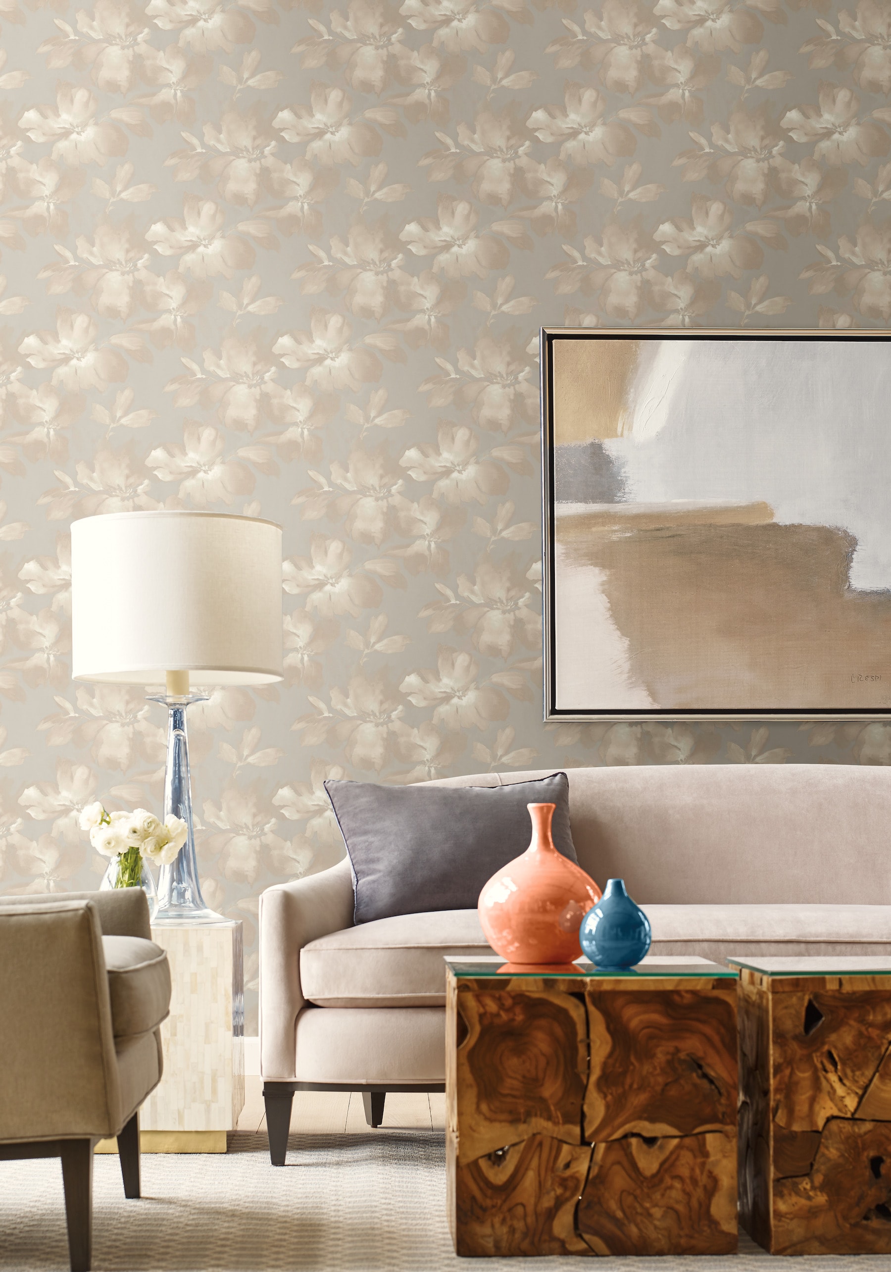 Candice Olson Neutral Midnight Blooms Peel And Stick Wallpaper In The ...