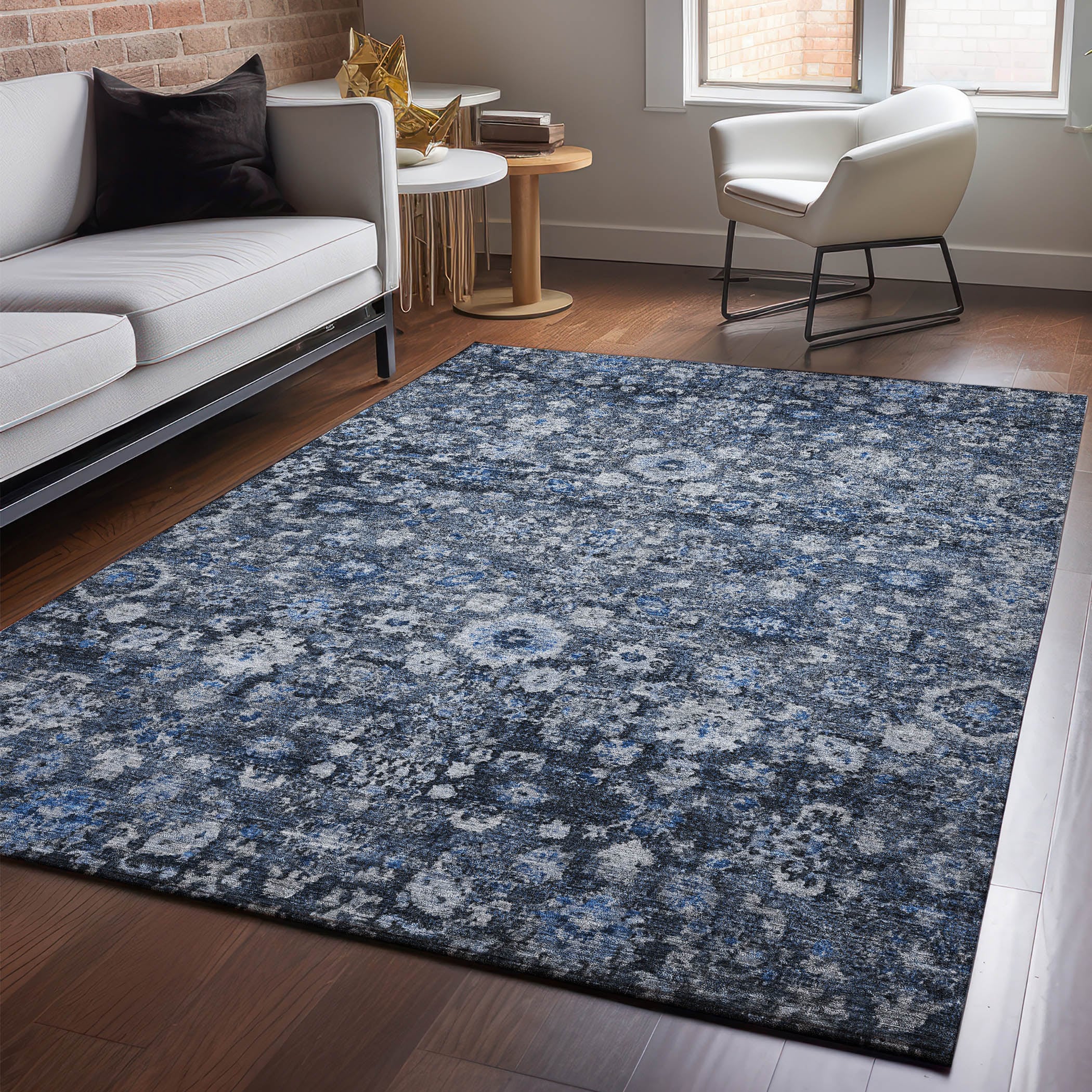 Addison Rugs AMF651BU5X8 Mayfield AMF651BU 5 x 7 (ft) Loomed Polyester Blue Rectangular Indoor Geometric Machine washable Area rug