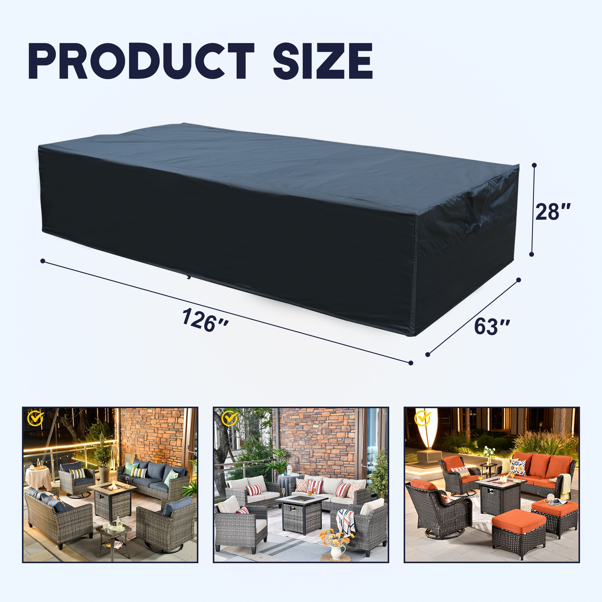 Ovios Black Polyester Patio Furniture Cover For Conversation Set FC126 ...