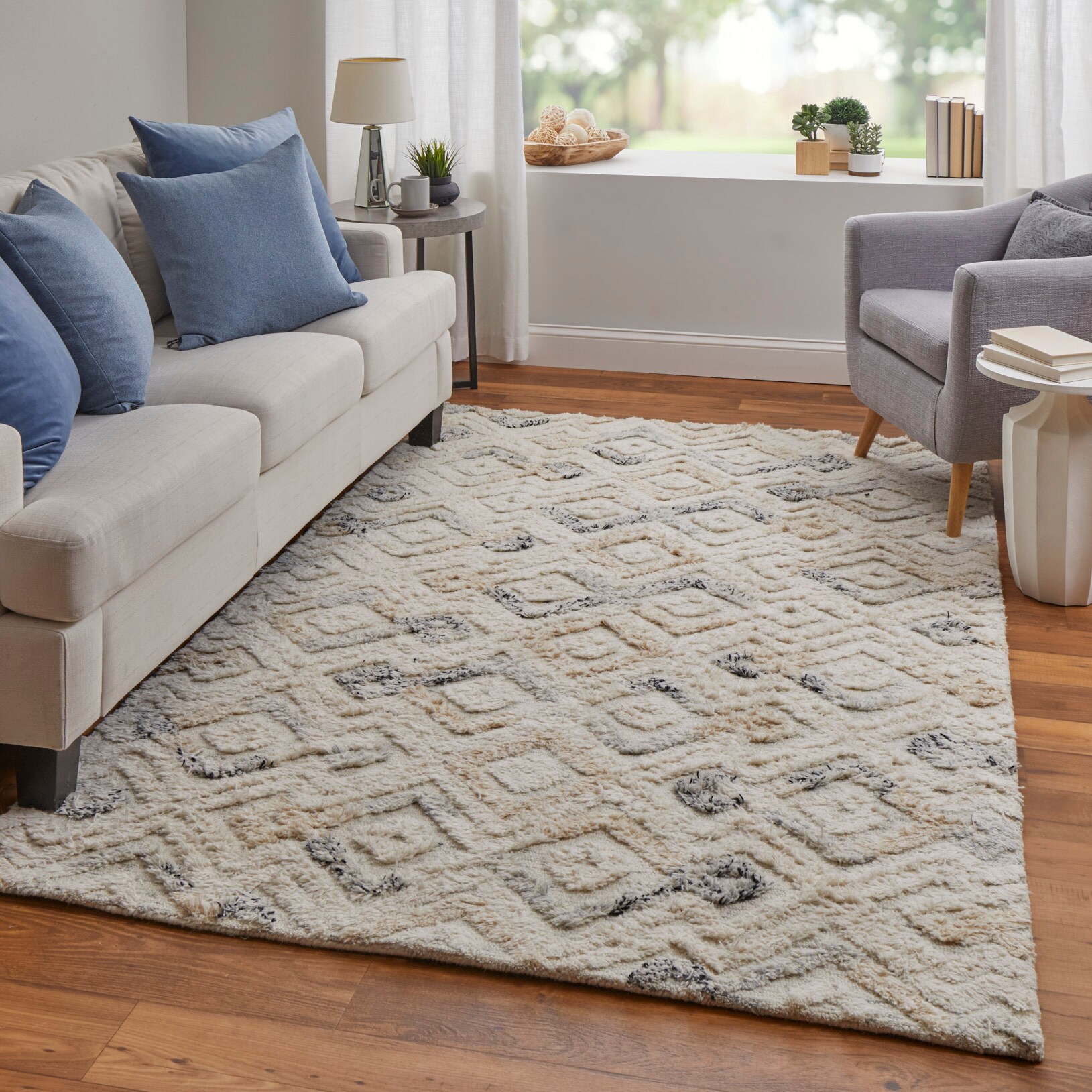 Room Envy Wool Ivory/Gray/Black Indoor Area Rug in the Rugs department ...