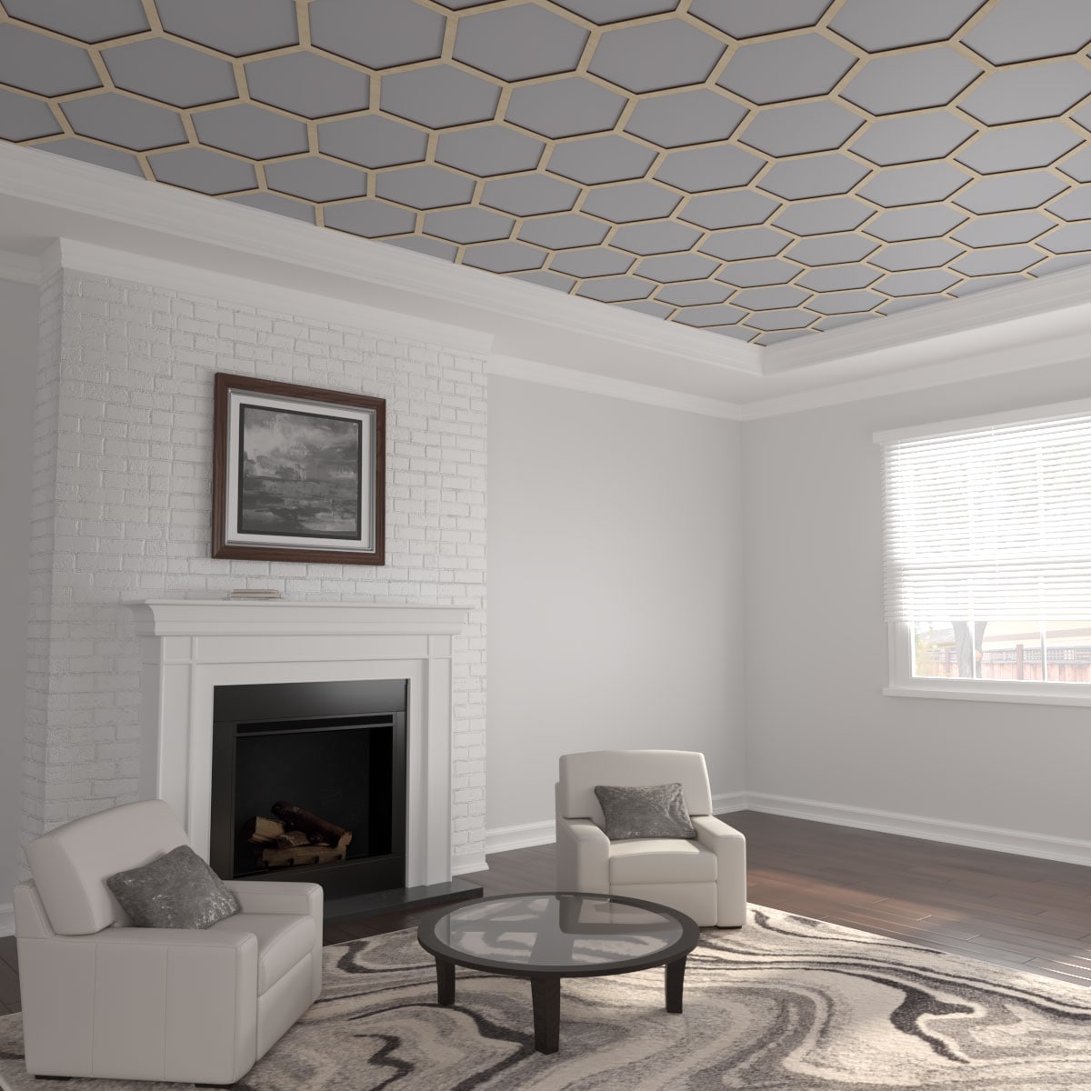 Ekena Millwork CELW41X23X0375WSTBI 40-1/2-in x 23-3/8-in Embossed Paintable/Stainable Wood Fretwork Wall Panel ( 6.57-sq ft )
