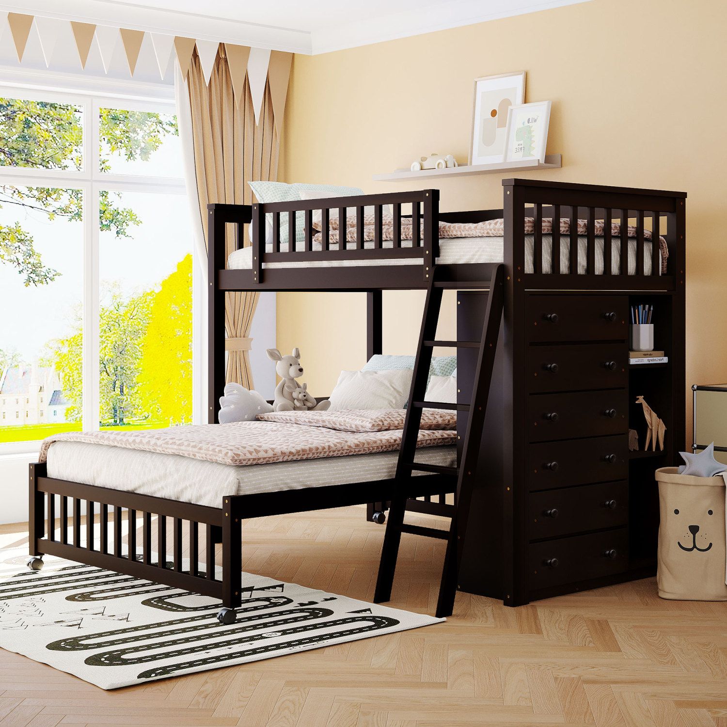 JASMODER LT001531AAP Espresso Full Composite Platform Bed