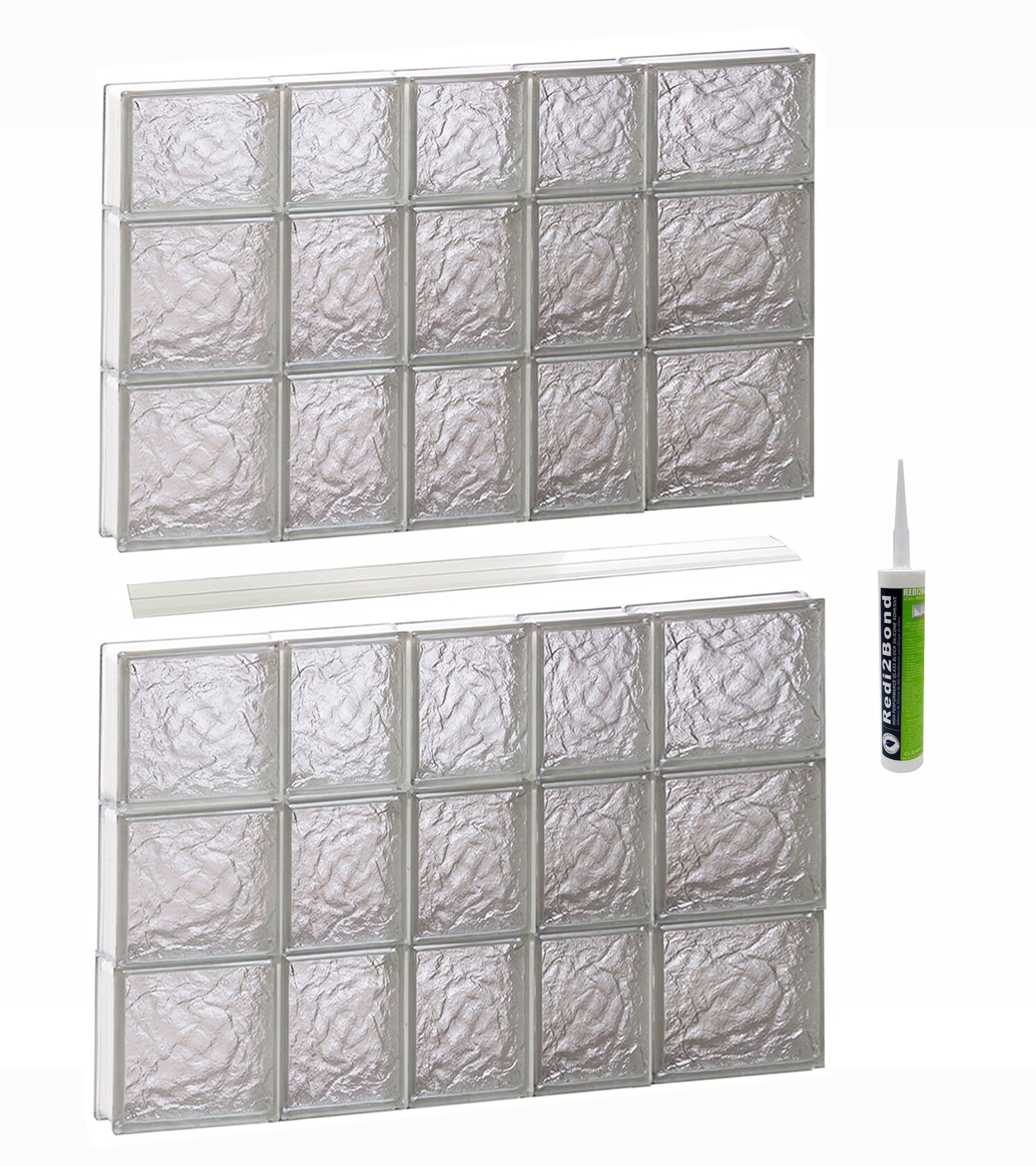 REDI2SET S3446IS Ice Glass 32-3/4-in x 44-1/2-in Frameless Replacement Glass Block Window
