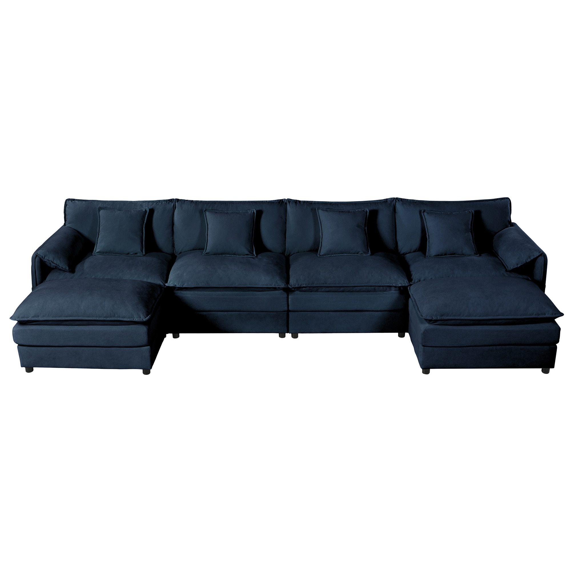 SINOFURN SYA020362GY 143.3-in Modern Blue Chenille 4 -seater Sectional