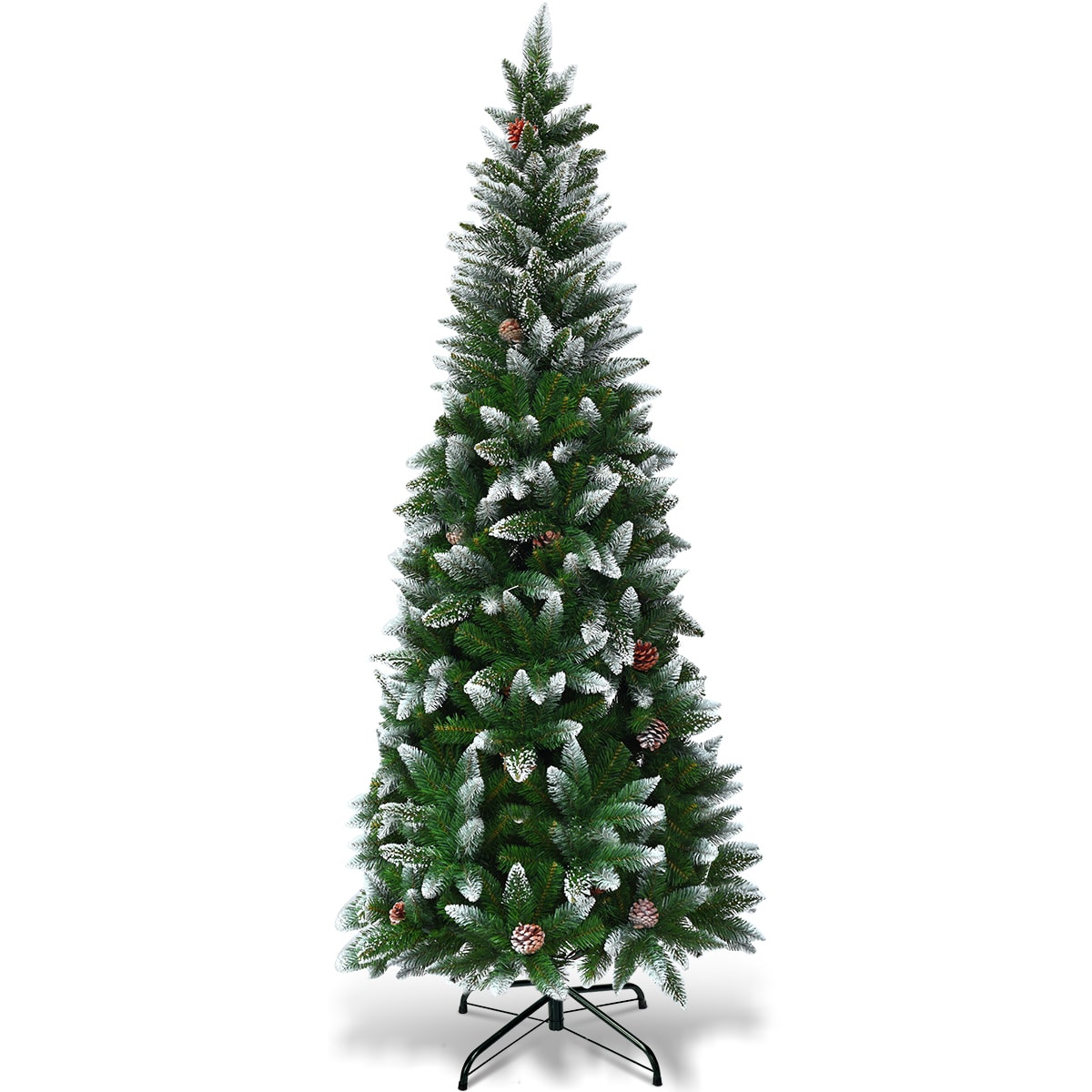 WELLFOR CM-HWY-22052 6-Feet Pencil Flocked Artificial Christmas Tree