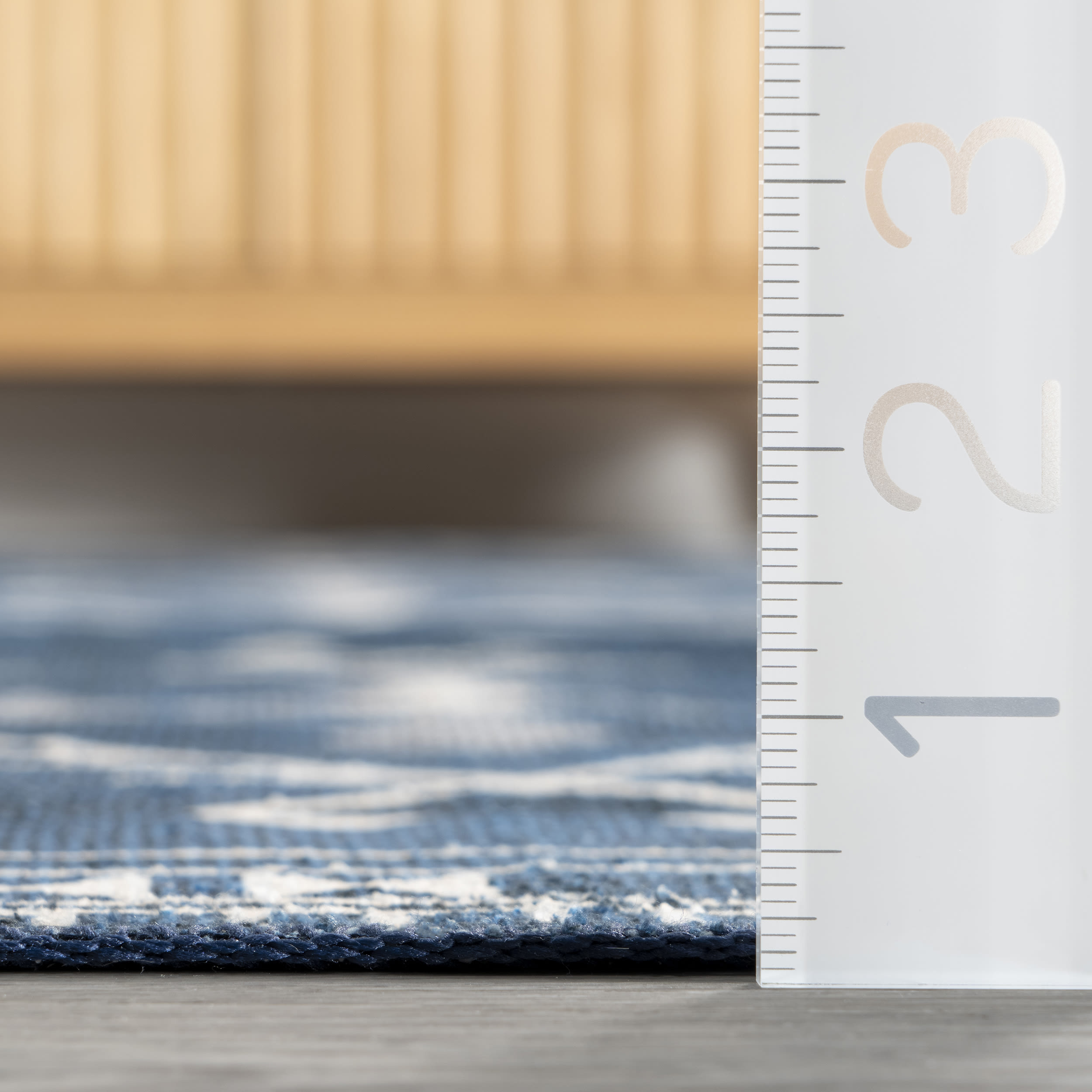 Navy Rectangular Reversible Washable Synthetic Area Rug, 3' x 5'